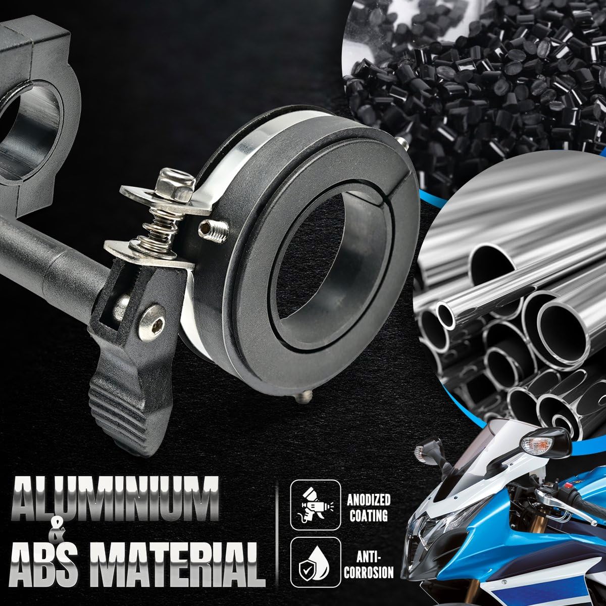 BILLFARO Universal Throttle Lock - Motorcycle Cruise Control Throttle Assist for 7/8" & 1" Bars - Black Aluminum