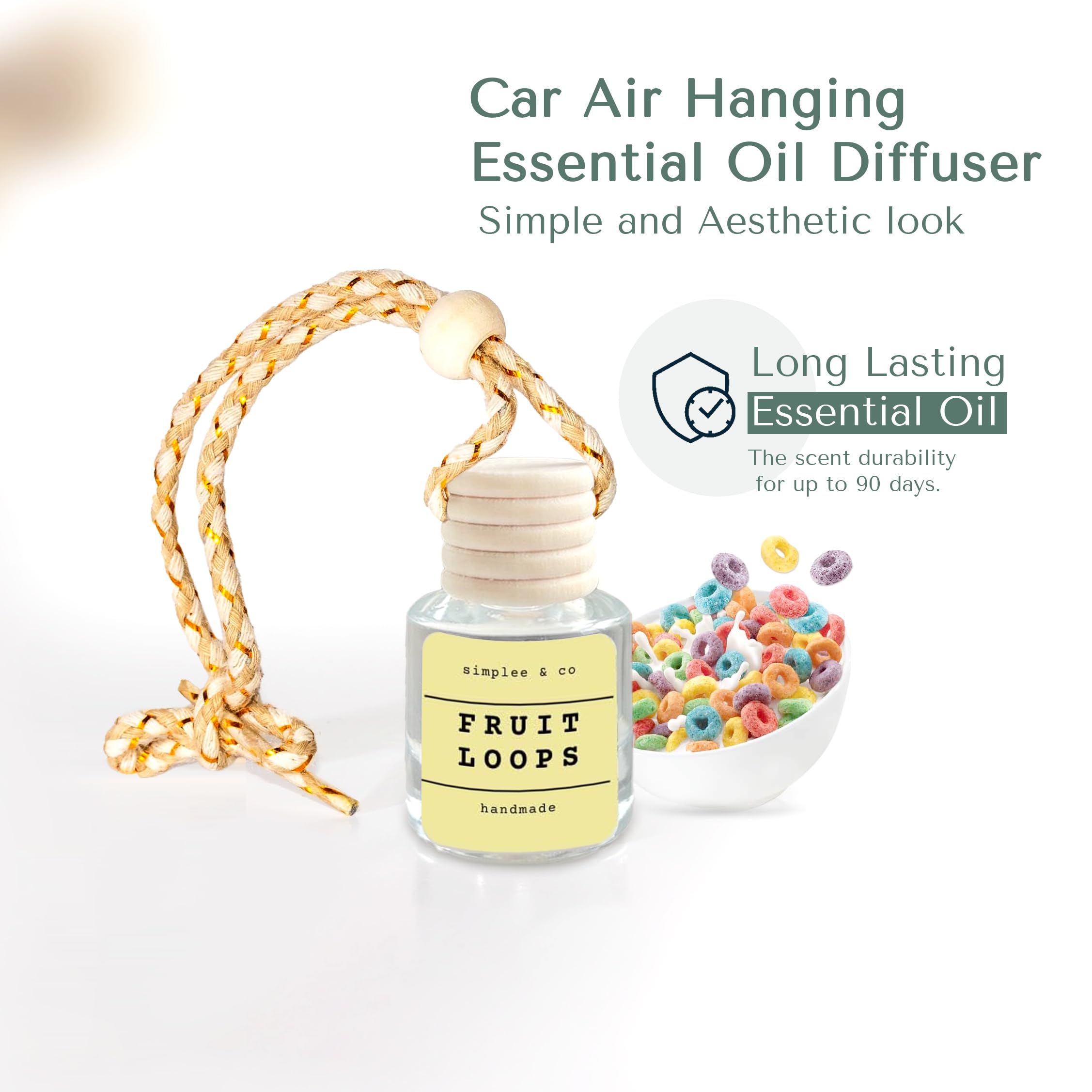 Simplee Goods Llc Fruity Rings, 2 Pack, Car Air Hanging Essential Oil Diffuser, Car Air Freshener Diffuser With Long Lasting Ess