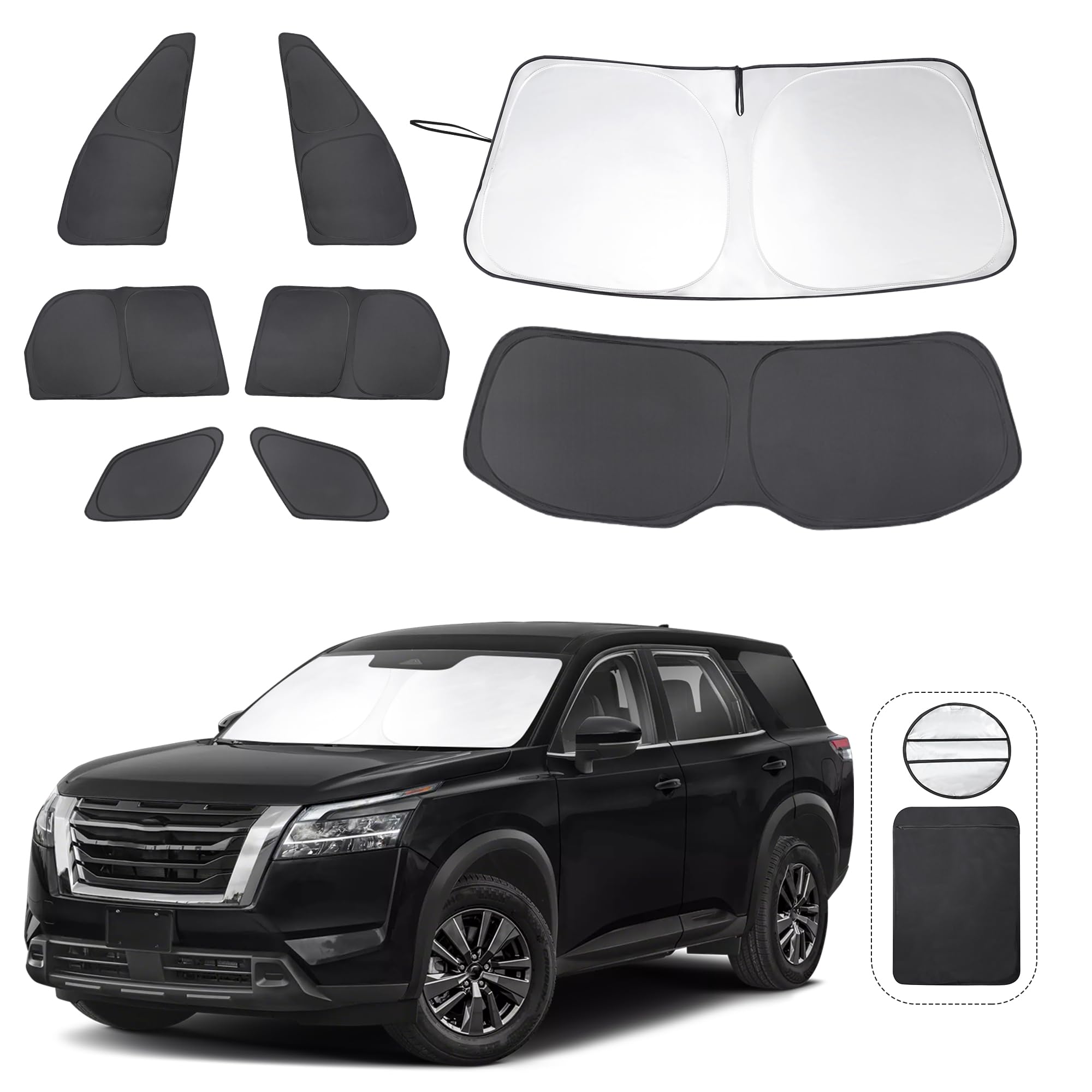 TINGLU Window Shades for Nissan Pathfinder 2022-2025 Accessories Car Side Full Windows Rear Triangular Windshield Sun Shade Sun 