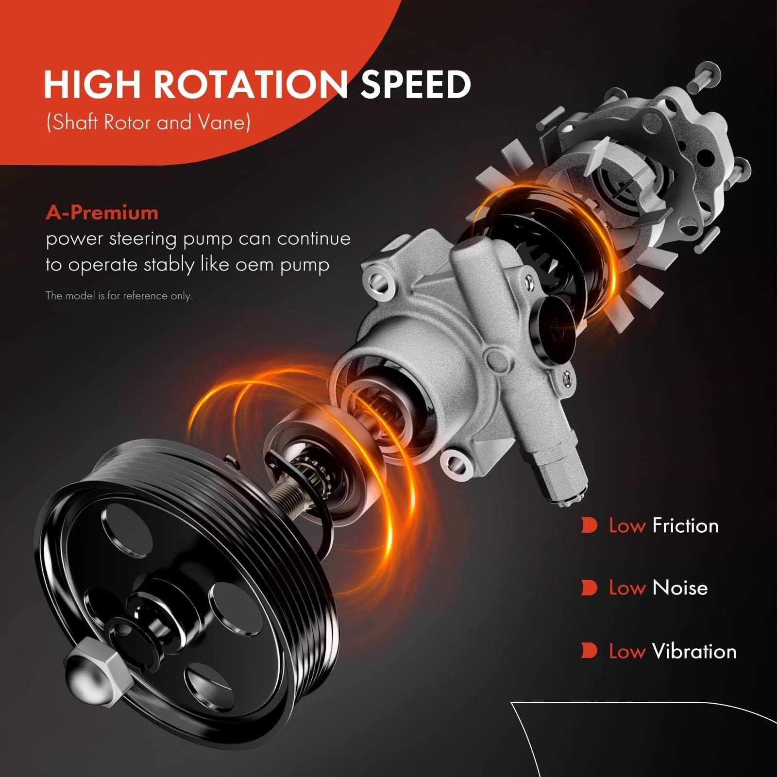 A-Premium Power Steering Pump, With Pulley, Compatible With Kia Sedona 2006-2010 & Hyundai Entourage 2007-2009, 3.8L, Replace # 571104D200, Spk009