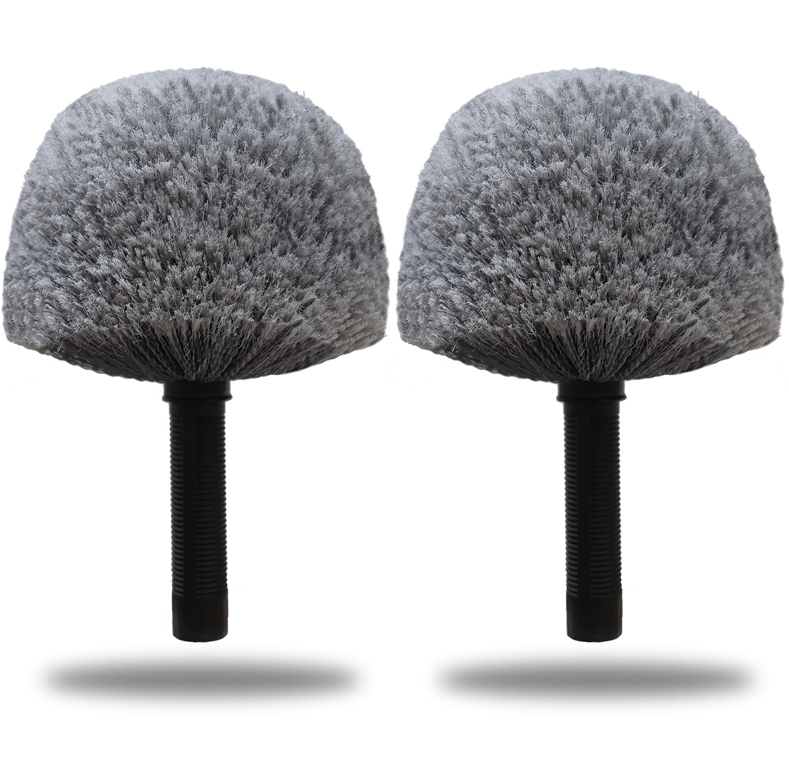 2 Pack Grey Twist-On Cobweb Duster Head Brush - Fits Standard 3/4 inch Threaded Poles, Attachment Spider Web Duster Brush for Ou
