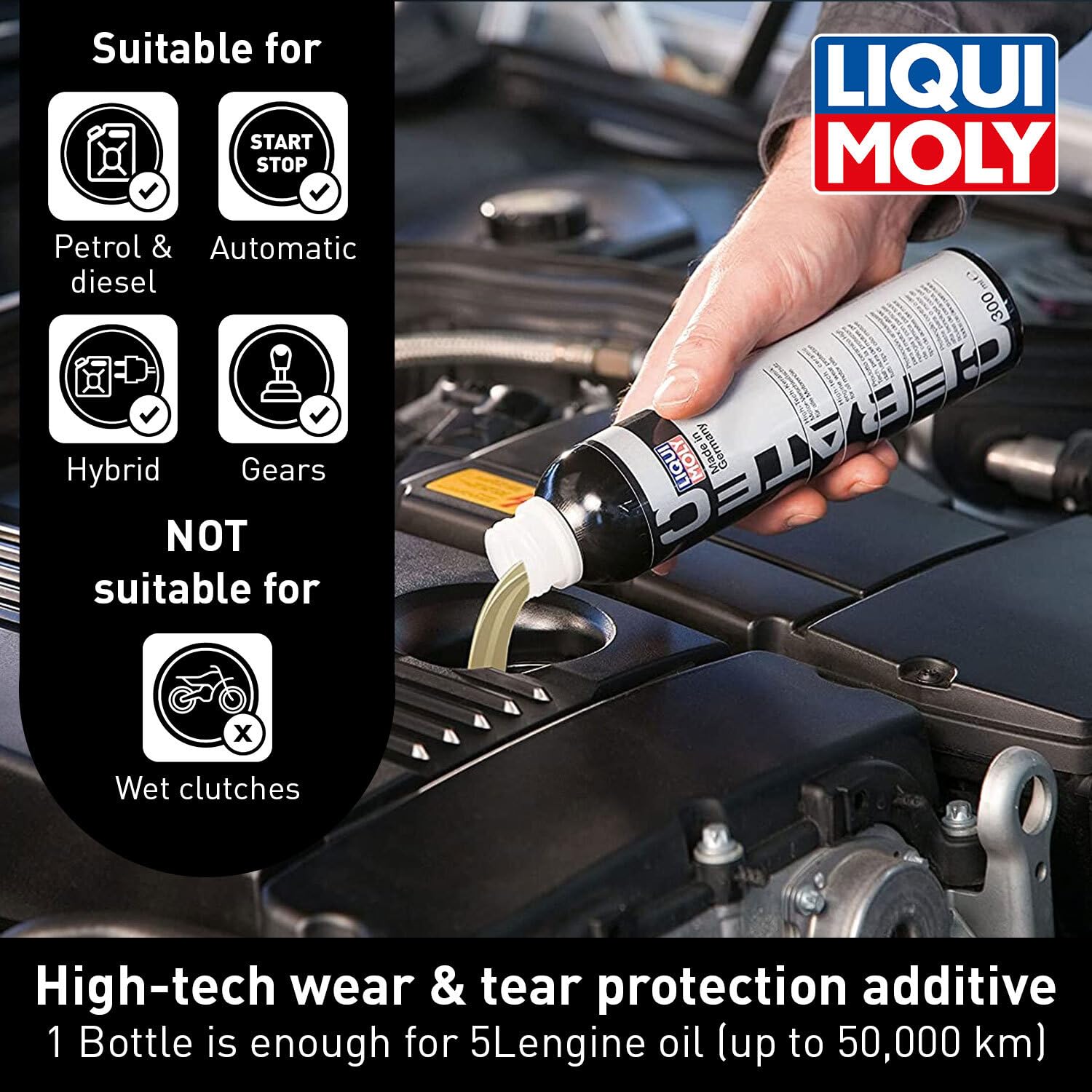 Liqui Moly Cera Tec Oil Additive - Ceramic Wear Protection for Petrol & Diesel Engines, 300ml, Black, Model 03721