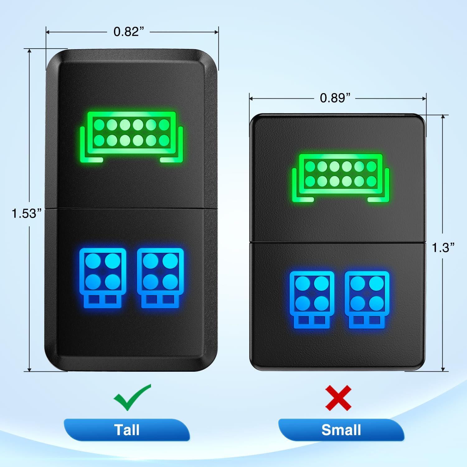 Nilight Led Light Bar & Led Work Lights Dual Push Button Switch 12V On Off Switches With Connector Wire Kit 1.54'' X 0.83'' Repl
