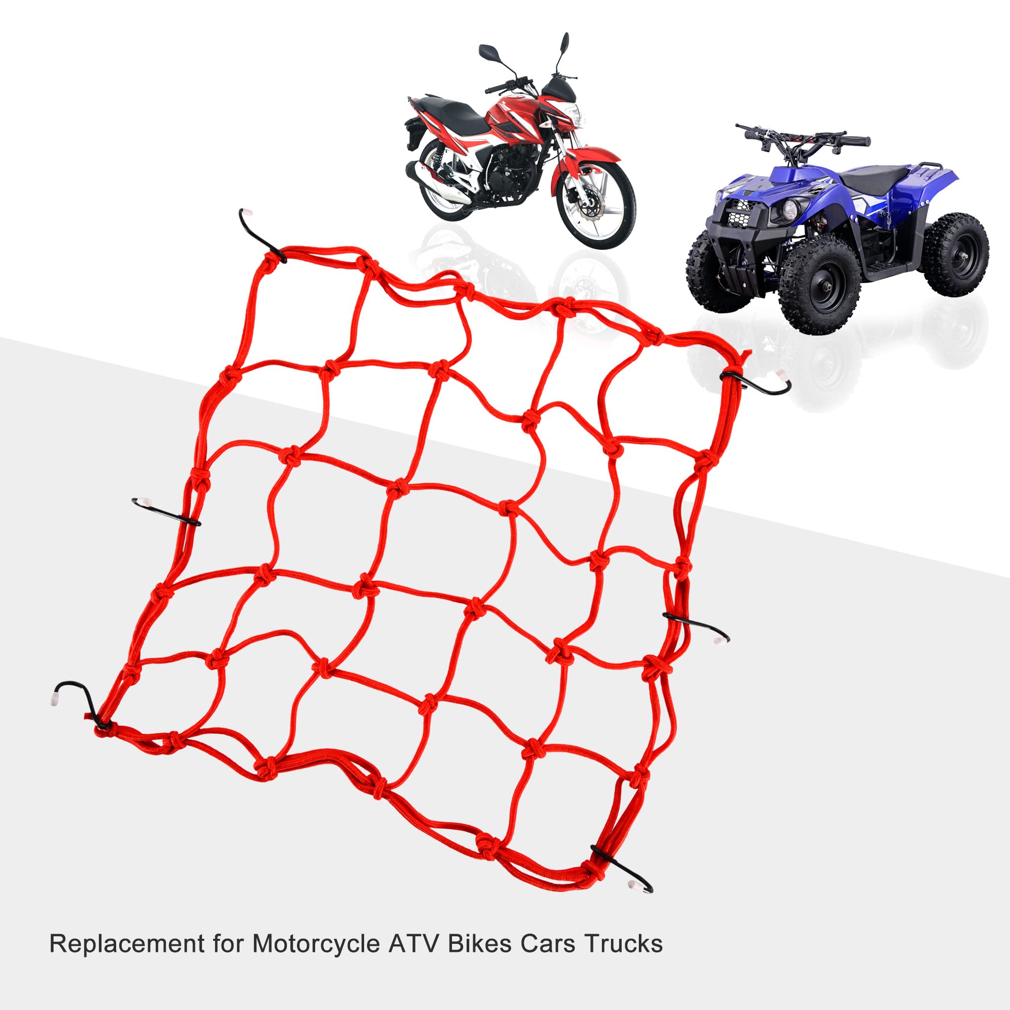 Goofit 15'' X 15'' Elasticated Bungee Luggage Cargo Net With Hooks Hold Down For Motorcycles Motorbike Atvs Bikes Cars Trucks (R