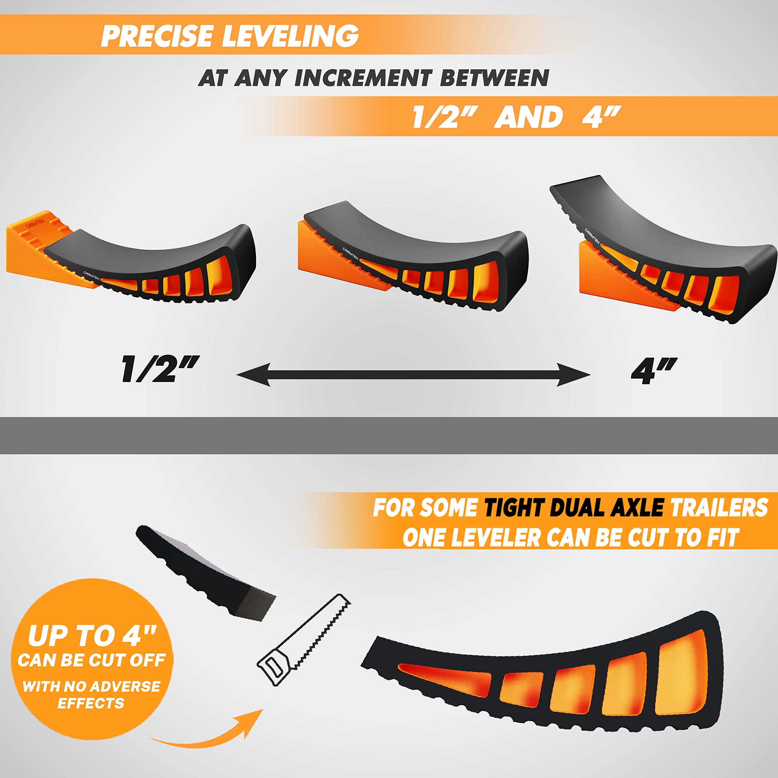 CARMTEK Camper Leveler Kit - Curved RV Levelers with Wheel Chocks for Travel Trailers - 1 Pack