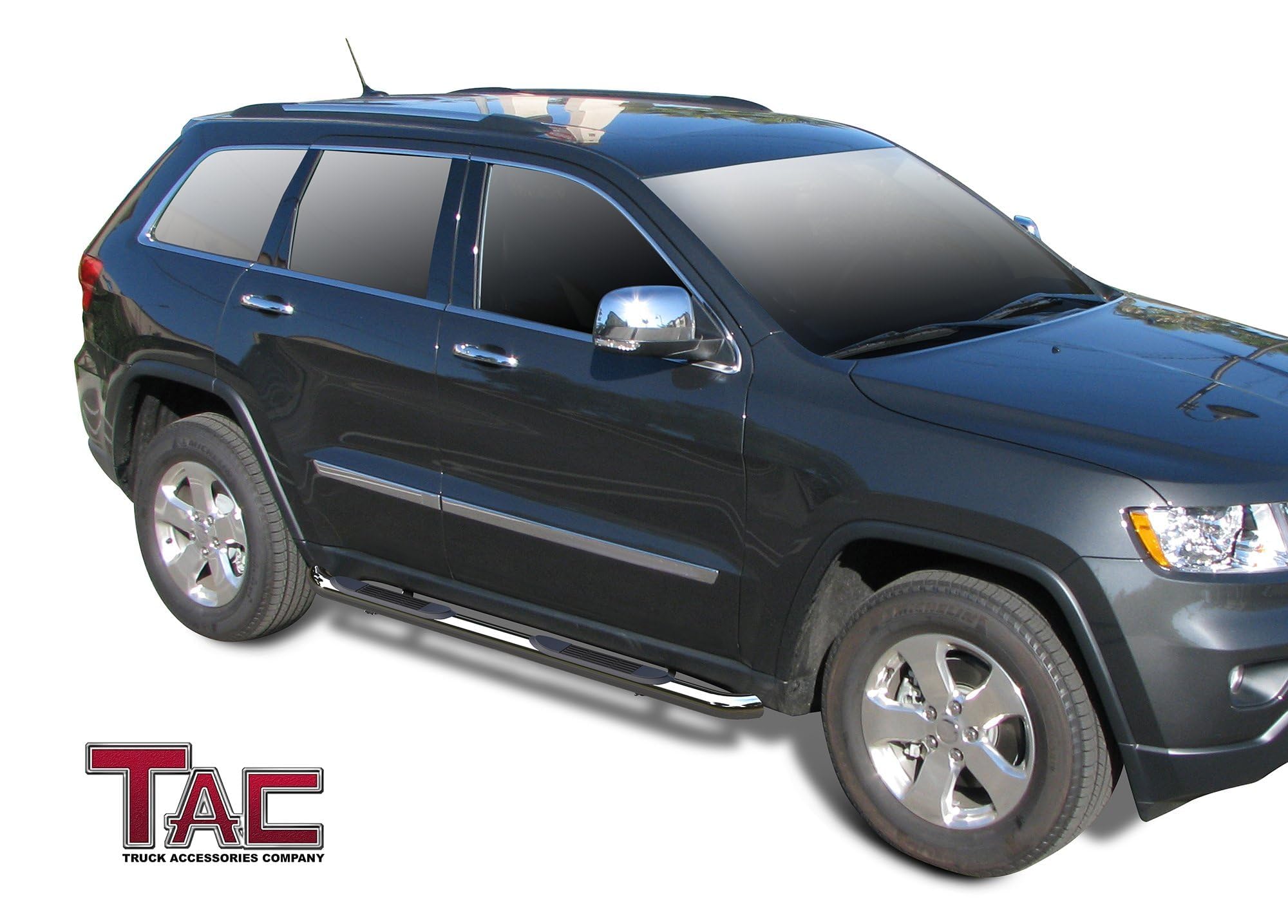 TAC Side Steps 3” Stainless Steel Nerf Bars for 2011-2021 Jeep Grand Cherokee - Silver, 2Pcs, Excludes Limited X/SRT/Trackhawk Models