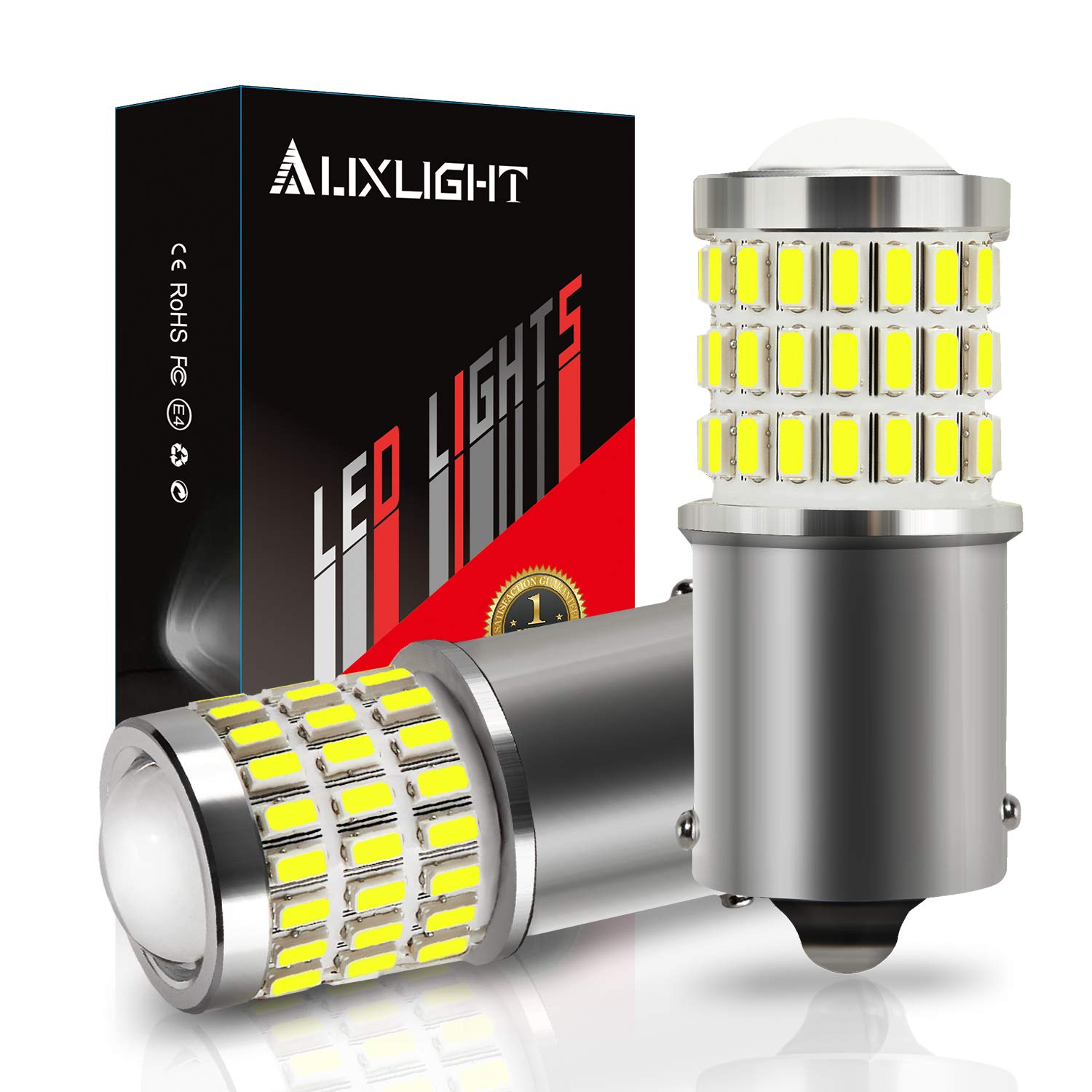 Auxlight 1156 Ba15S 1003 1156A 1141 7506 Led Bulbs Xenon White, Ultra Bright 57-Smd Led Replacement For Back Up/Reverse Lights, Brake/Tail Lights, Turn Signal/Parking Or Running Lights (Pack Of 2)