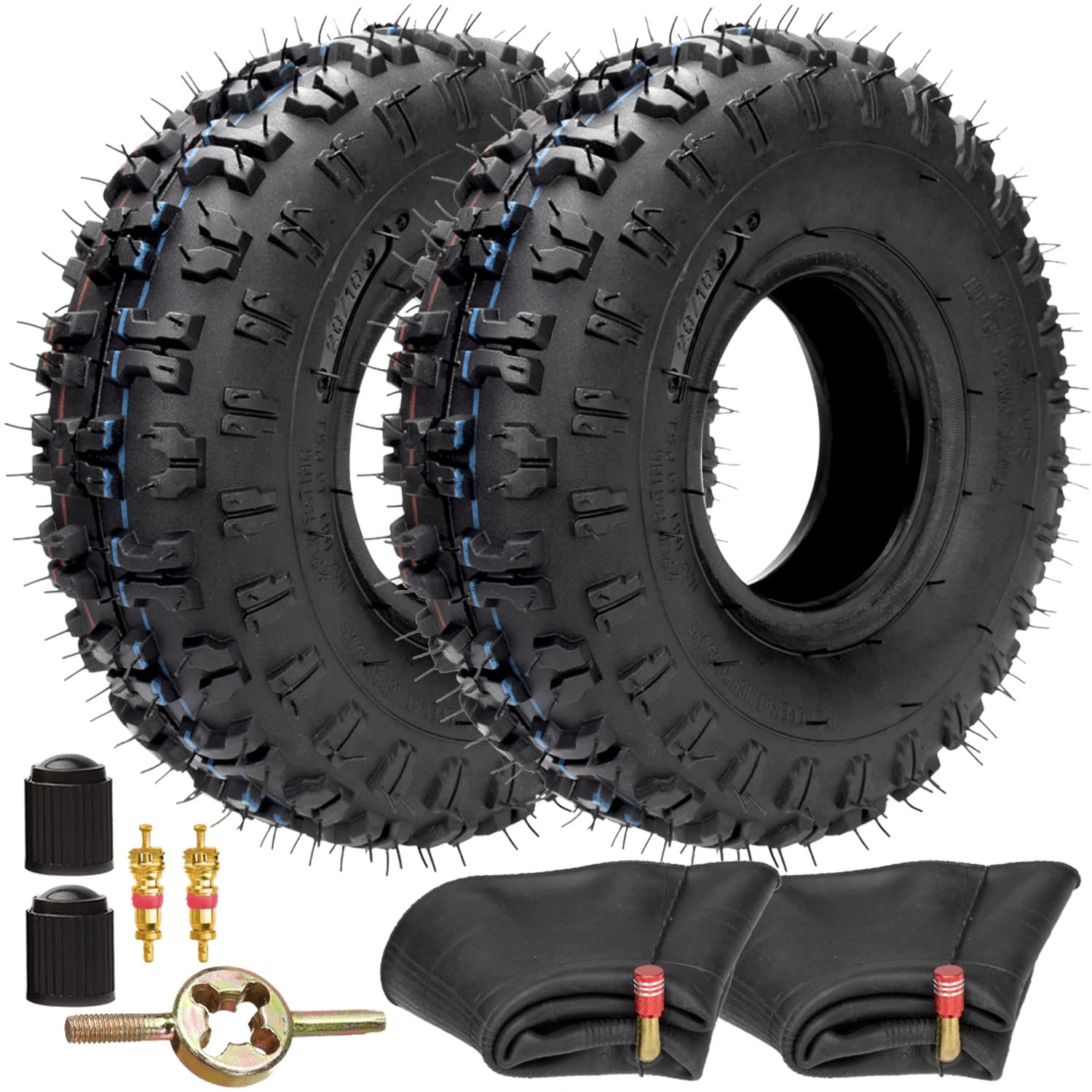 Fvrito 2 Pack Of 4.10-4 410-4 4.10/3.50-4 Tire With Inner Tube For Lawn Mowers Garden Rototiller Snow Blower Mowers Hand Truck W
