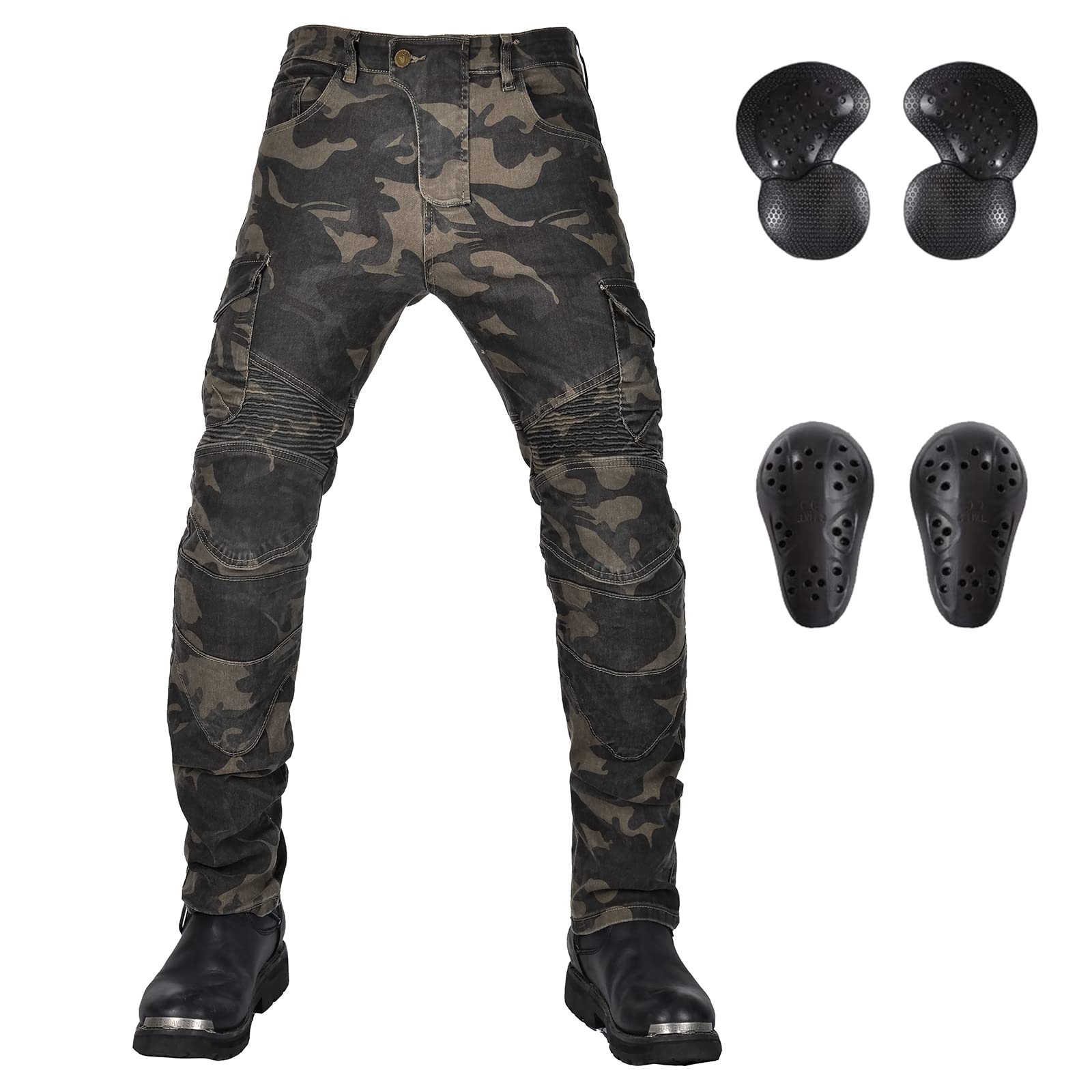 LOMENG Motorcycle Pants Riding Jeans Biker Motorbike Pants with CE Removable Armored for Men Camouflage EU34 34 Regular