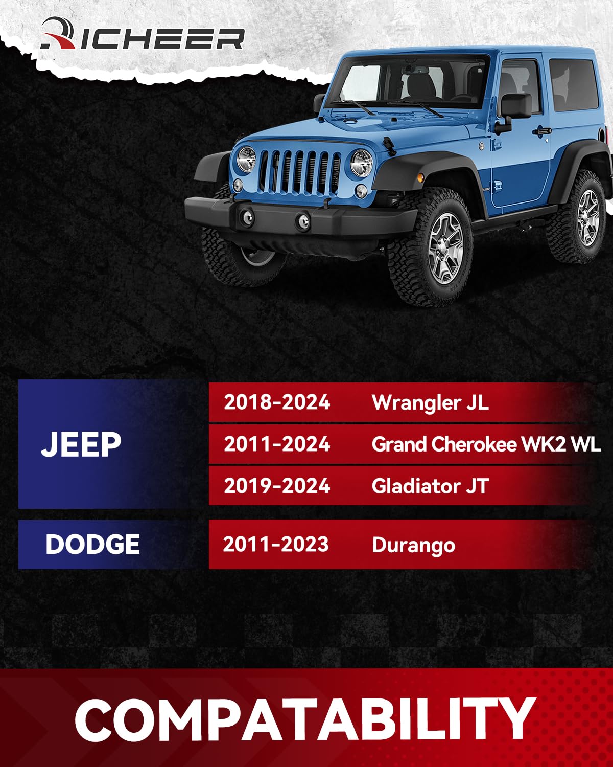 Richeer 2 Inch 5X5 Wheel Spacers For 2018-2024 Wrangler Jl, 2011-2024 Grand Cherokee Wk2 Wl, 2019-2024 Gladiator Jt, 2011-2023 D