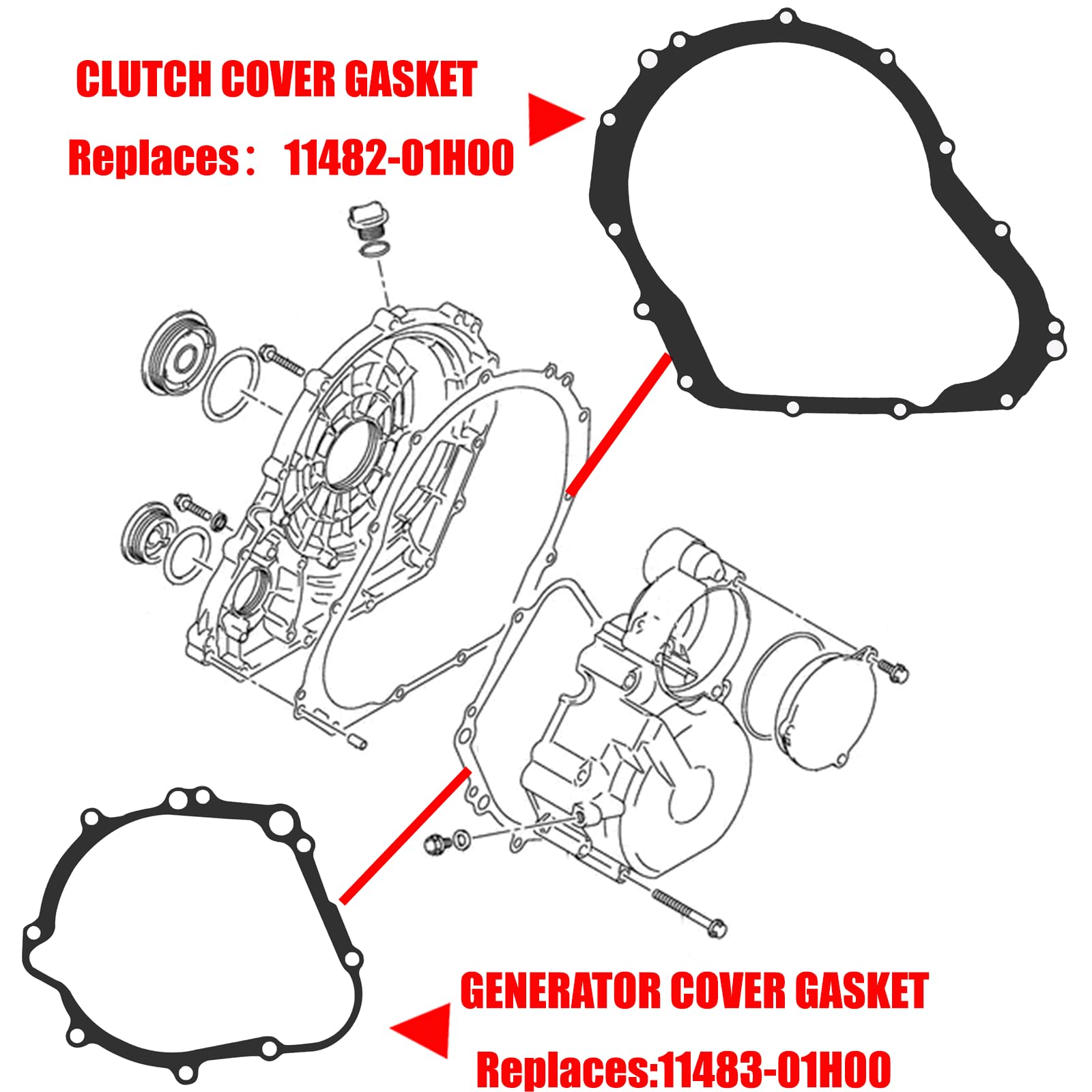 VPZMT Replacement Clutch Cover/Crankcase Cover Gasket for 2006-2024 suzuki GSXR600 GSXR750 /GSX-R 600 GSX-R 750, Replace OEM#114