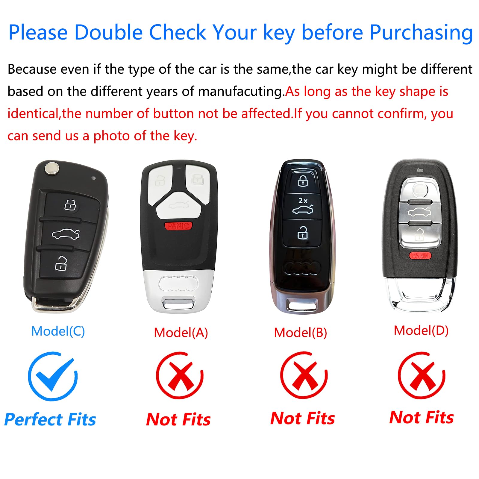 Ocezbiis For Audi Key Fob Cover,Keychain,Zinc Alloy Protection Car Key Case Compatible With A1 A3 Q3 Q7 R8 A6L Tt Tts Smart Remo