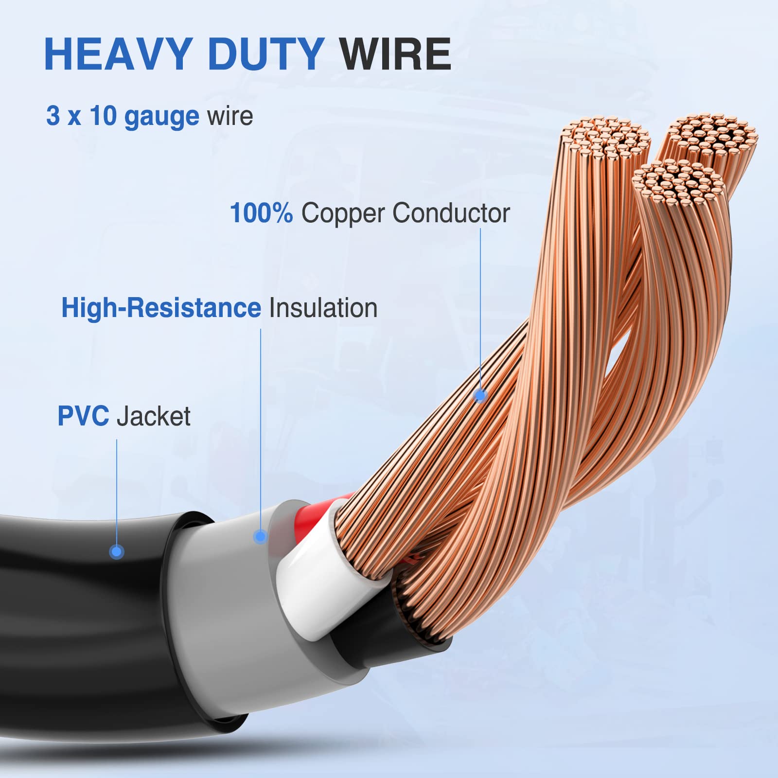 Nilight RV Locking Adapter Cord 30 Amp to 50 Amp, 10 Gauge Pure Copper, Weatherproof, Model 50360RV, 30M/50F Locking
