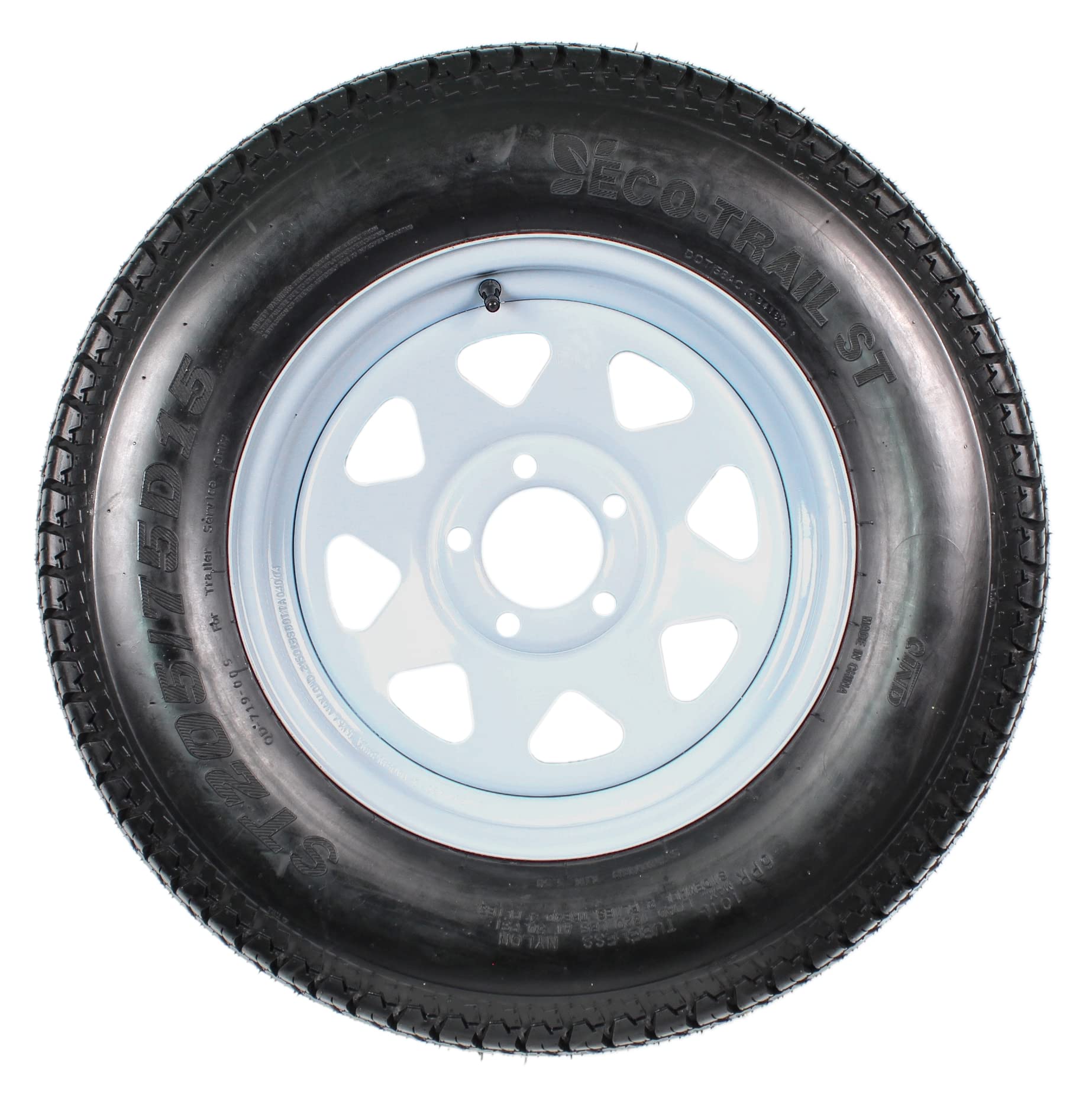 eCustomrim 2-Pack Trailer Tire On Rim ST205/75D15 F78 205/75 Load Range C 5 Lug White Spoke Wheel - 2 Year Warranty w/Free Roads