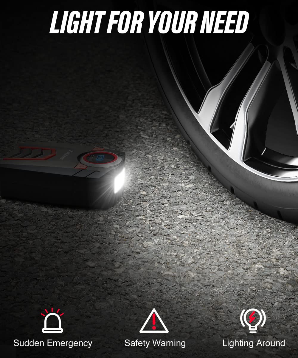 Avid Power 12V Tire Pump - Digital Pressure Gauge, LED Light, Auto Shut-Off, ACAP600 for Cars, Bicycles, and Inflatables