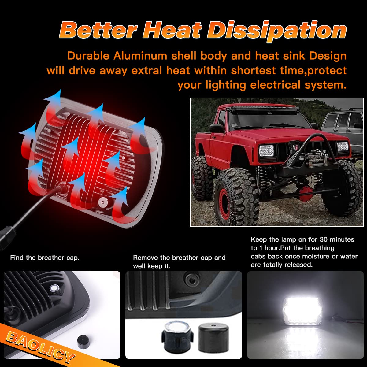 Baolicy 5X7 7X6 H6054 Led Headlights Dot Approved Hi/Low Sealed Beam H6052 H5054 Rectangular Head Light 2Pcs 45W For Xj Yj Mj To