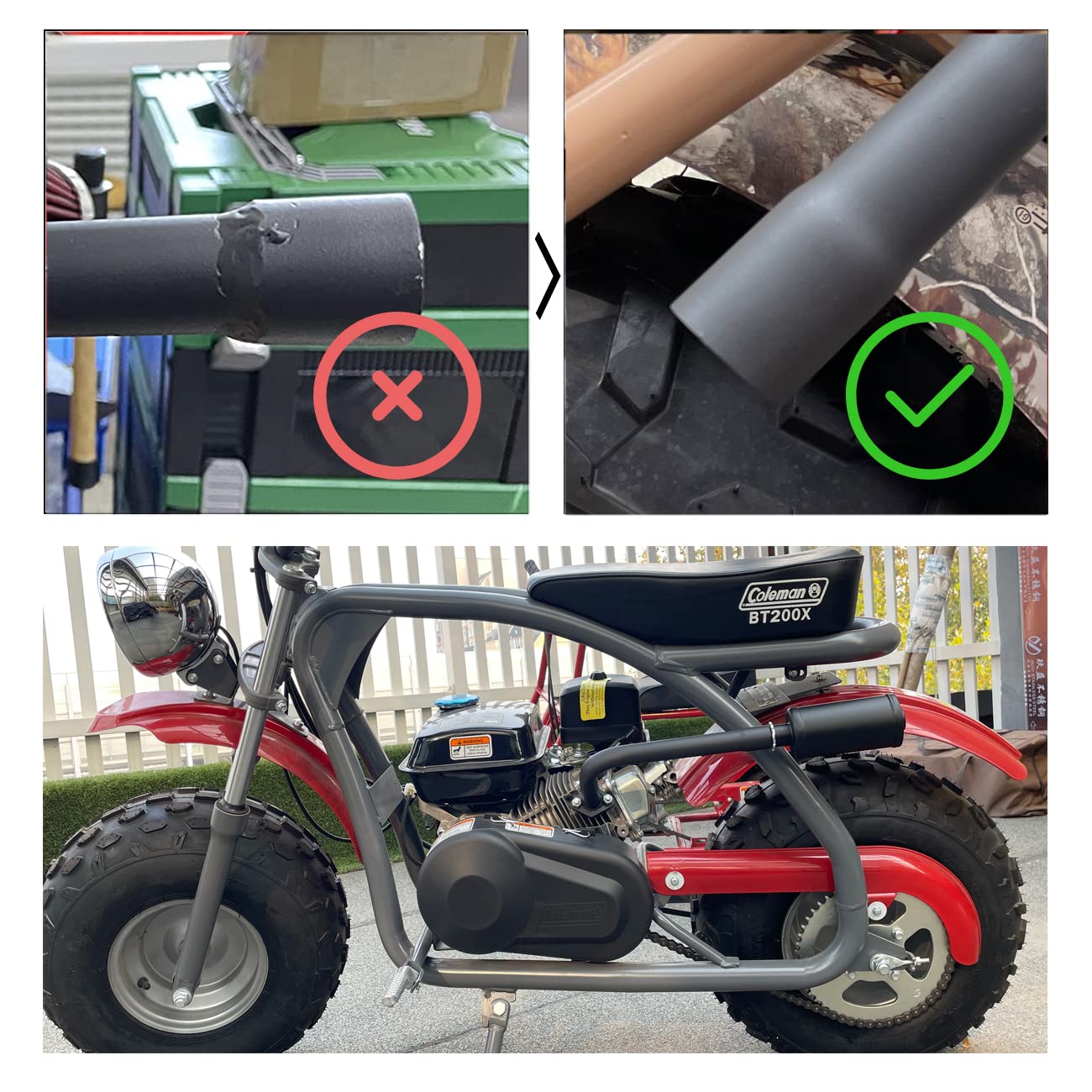 Exhaust with Muffler For Coleman Powersports CT200U BT200X KT196 RB200 MB200,For Predator 212cc 196cc/6.5HP Go Kart and Gas Mini