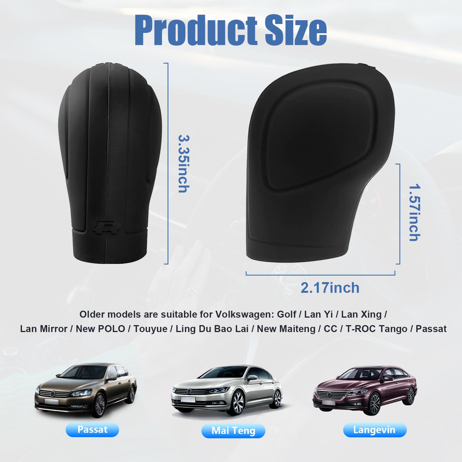 Ziciner 2PCS Car Gear Shift Knob Cover, Elastic Silicone Car Automatic Shift Protect Accessories, Anti-Slip Auto Knob Gear Stick