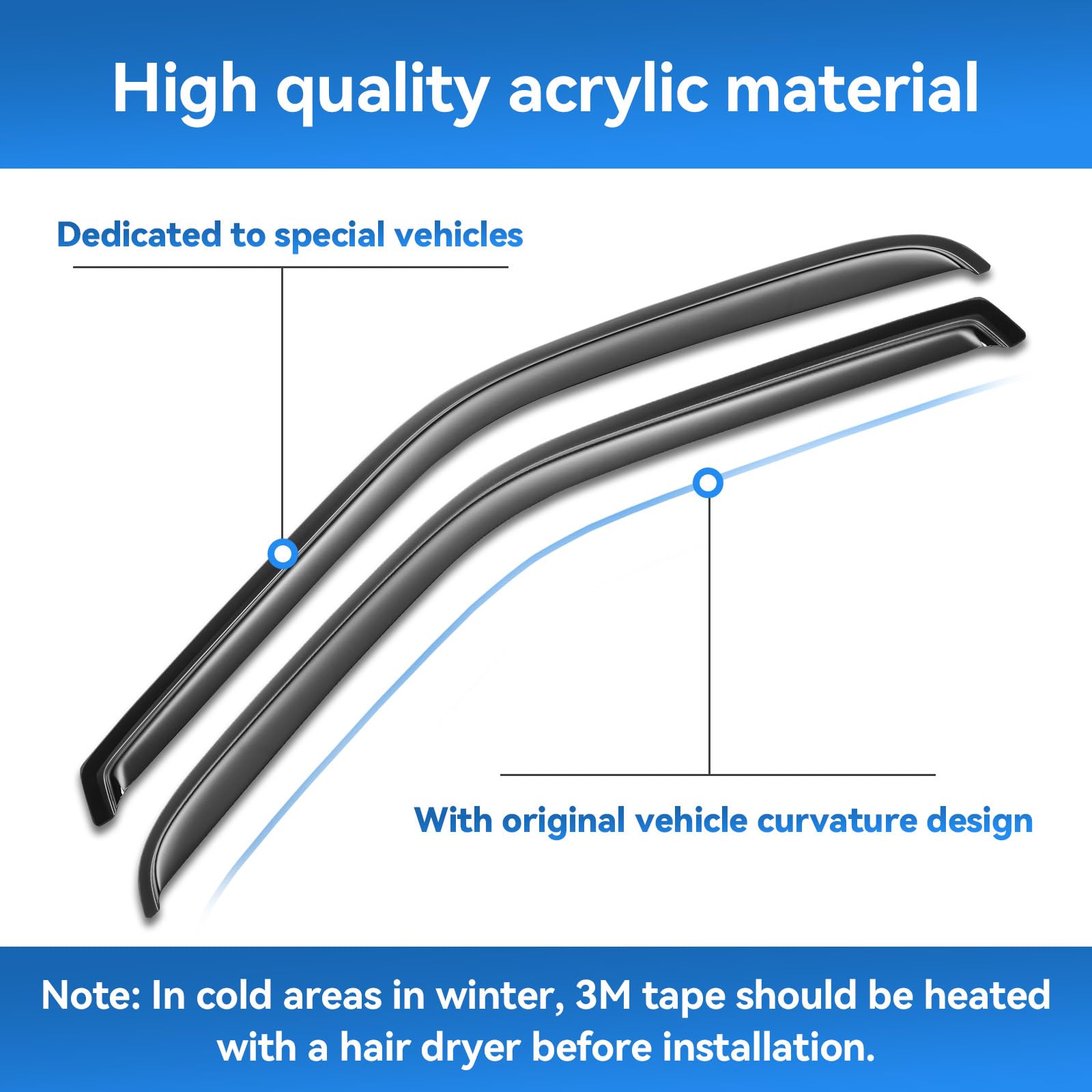 Window Rain Guards for 2014-2018 Chevy Silverado/GMC Sierra 1500 Crew Cab & 15-19 Silverado/Sierra 2500HD 3500HD, Window Visor V