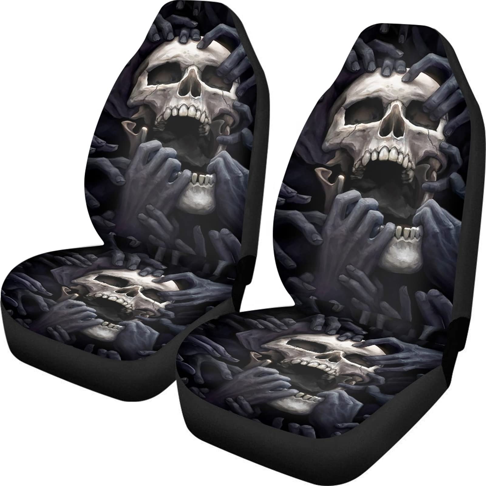 Biyejit Skull Hands Print Car Front Seat Cover for Auto Chair Protection Driver 2PCS