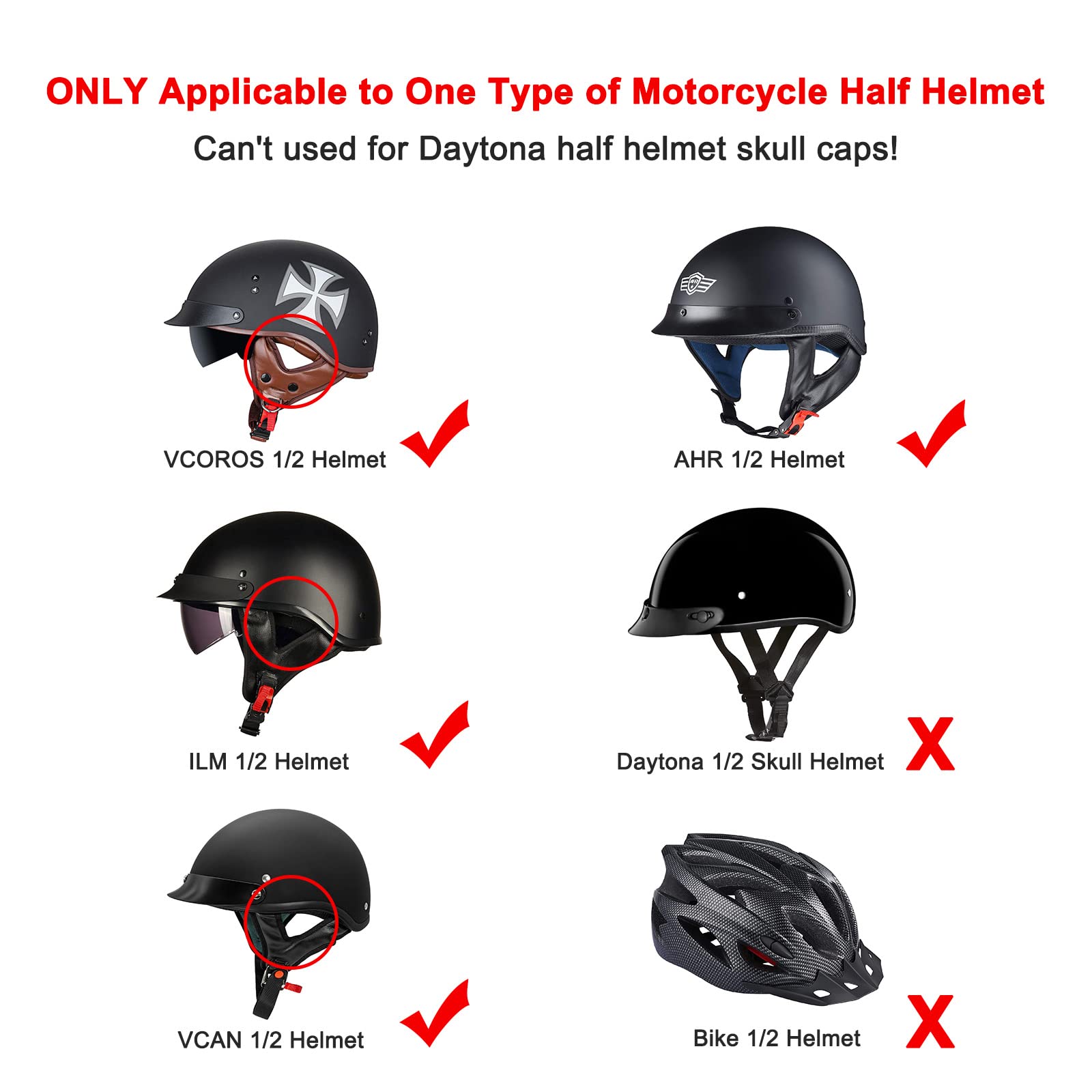 iGuerburn Half Helmet Ear Pads with Bluetooth Speakers, One Size, Black, Comfort Cotton, Model GEBUS086, Reduces Wind Noise, 1 Pair
