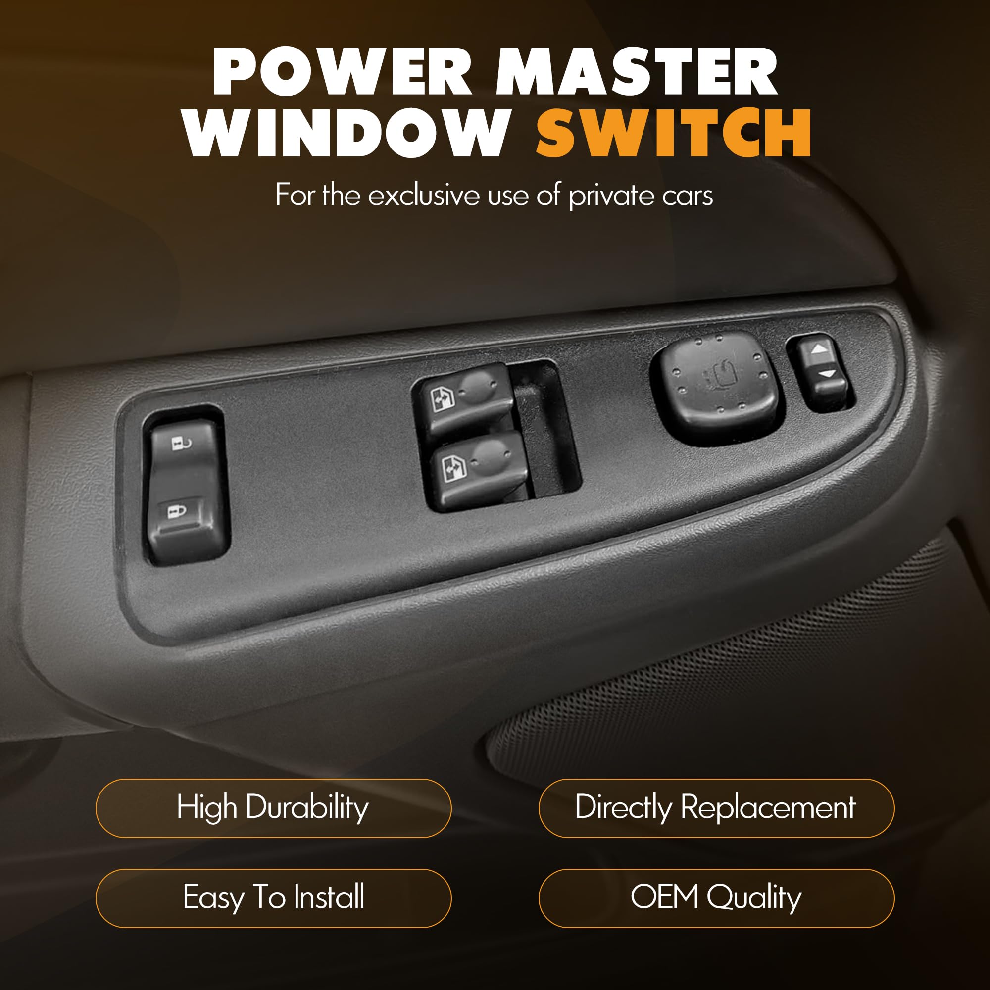 15883322 Driver Side Power Window Switch and Black Bezel Assembly with Folding Mirror Switch Fit for 2003-2007 Chevrolet Silvera