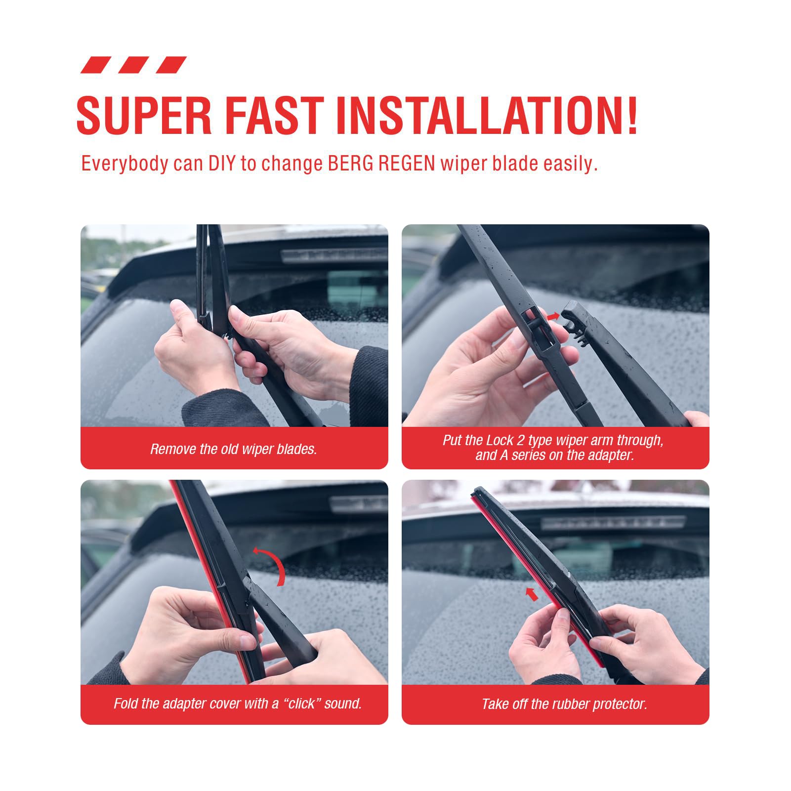 Berg Regen Rear Wiper Blade 16 Inch Replacement For Toyota Sienna 2020-2011 2005 2004, Prius 2020-2004, Back Windshield Wiper Bl