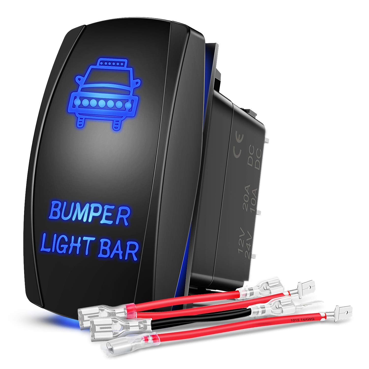 Nilight Turn Signal Switch Blue 4Pin On Off On Rocker Switch Laser Etched Spdt Toggle Switches 12V 20A 24V 10A Jumper Wires For 