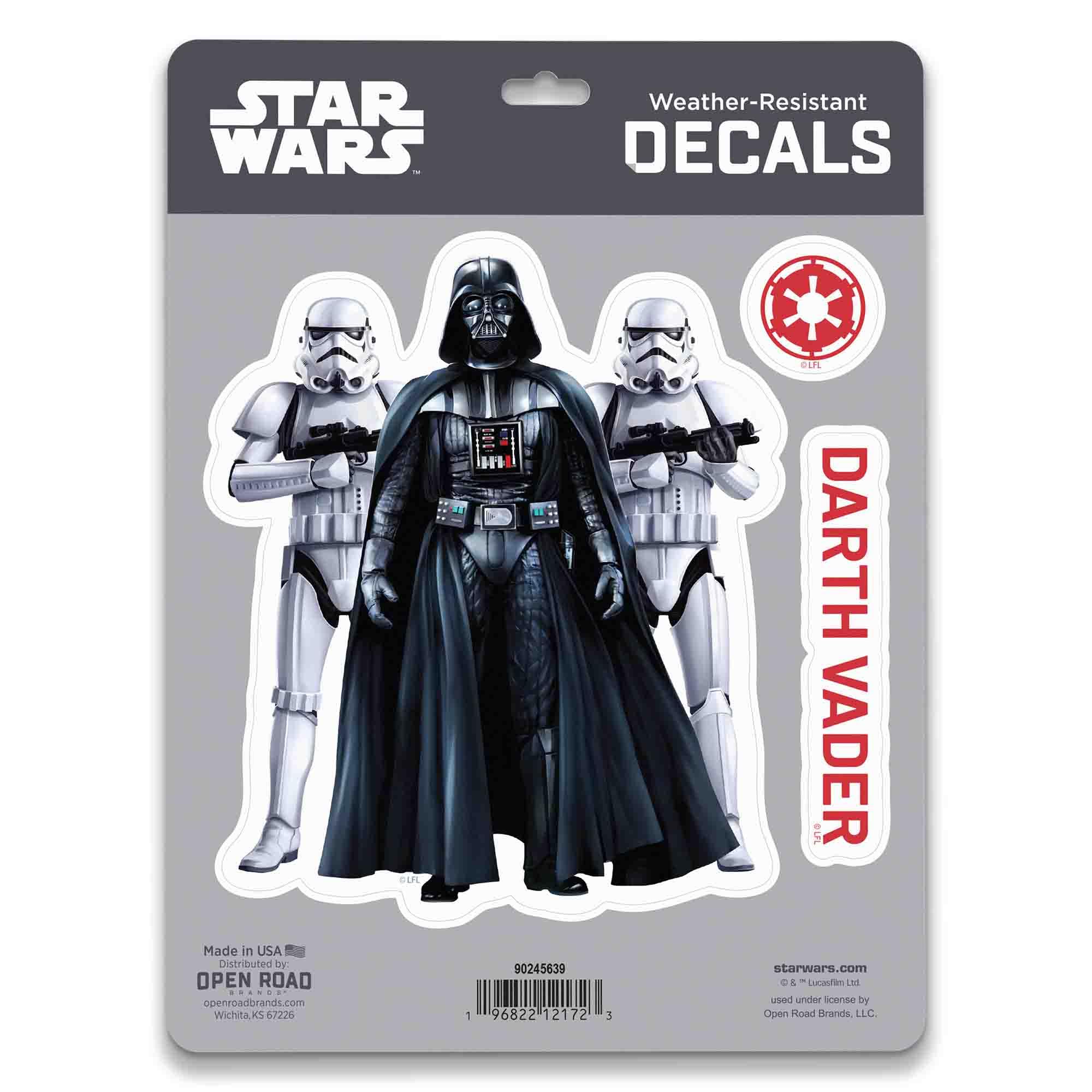 Disney Star Wars Darth Vader and Stormtroopers Adhesive Vinyl Decals - Iconic Darth Vader Stickers, 1 Pack (3 Count)