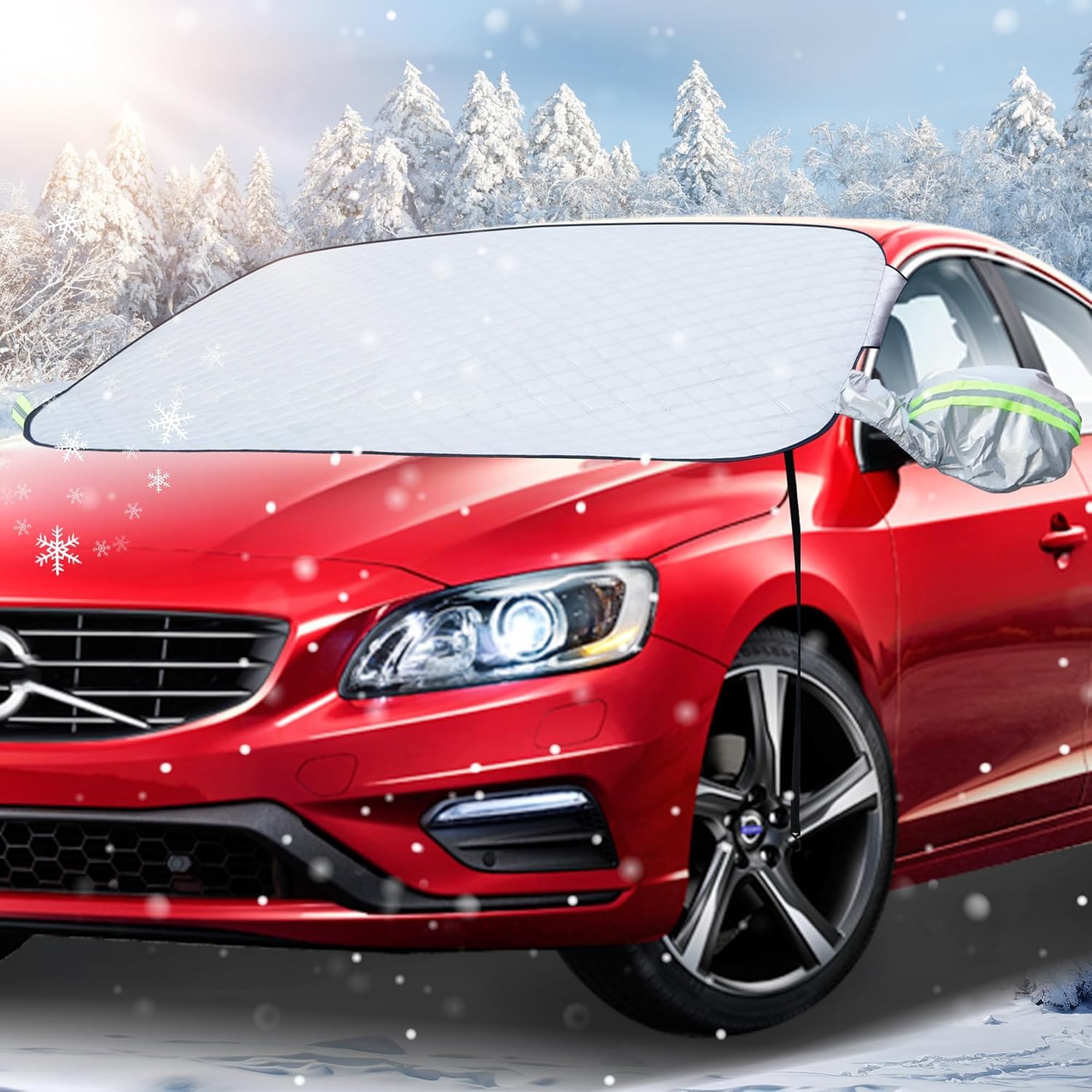 Kresal Windshield Cover for Ice and Snow, Car Windshield Snow Cover, Water, Heat & SagProof Magnetic Windshield Cover, Mirror P