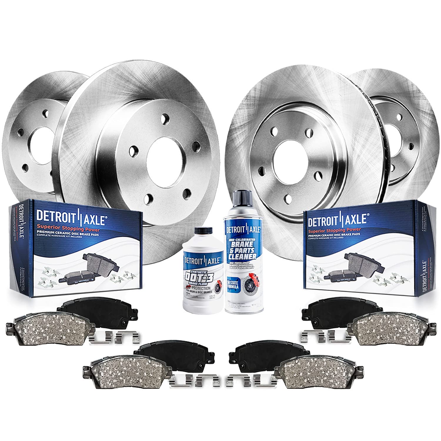 Detroit Axle - Brake Kit for 94-98 Jeep Grand Cherokee Replacement 1994 1995 1996 1997 1998 Disc Brake Rotors Ceramic Brakes Pad