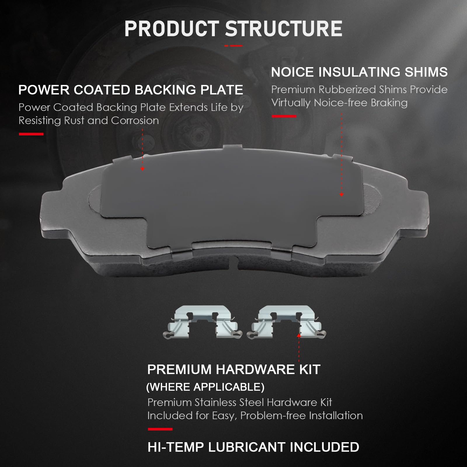 Cciyu D1089 D1088 Front Rear Ceramic Brake Pads Kits 8Pcs Fit For 2005-2010 For Honda Odyssey
