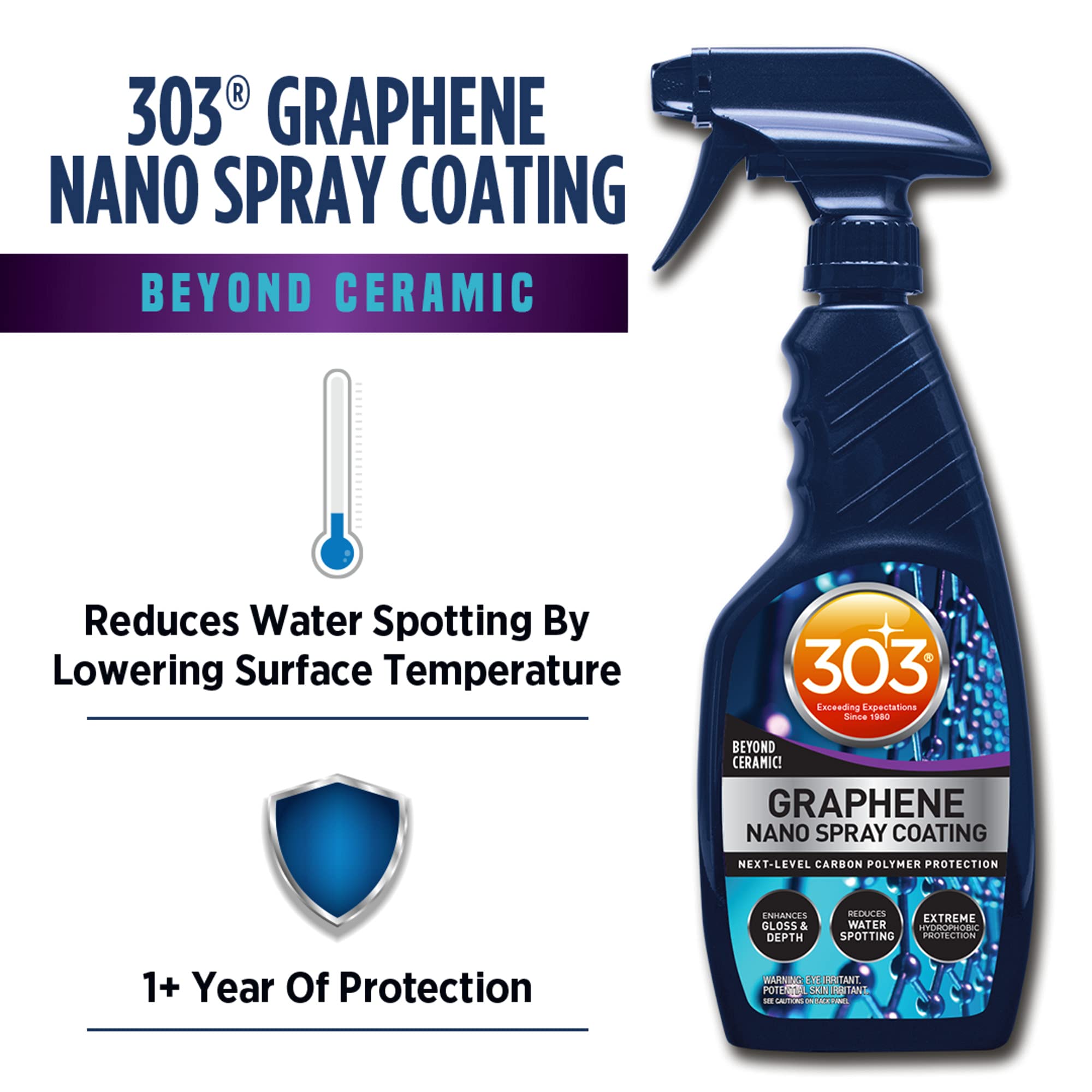 303 Products Graphene Nano Spray Coating - 15.5oz, Blue, Extreme Hydrophobic Protection, Enhances Gloss and Depth, Model 30236CSR