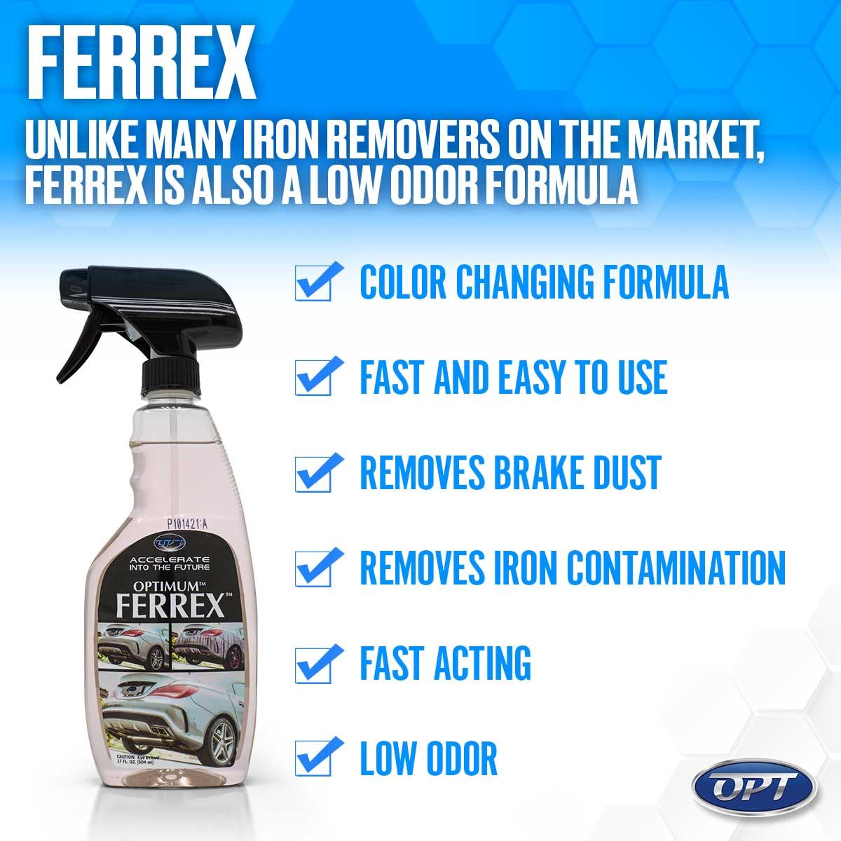Optimum FerreX Iron Remover - Paint Safe Formula for Auto Detailing, 17 Oz, Purple, Model 21977