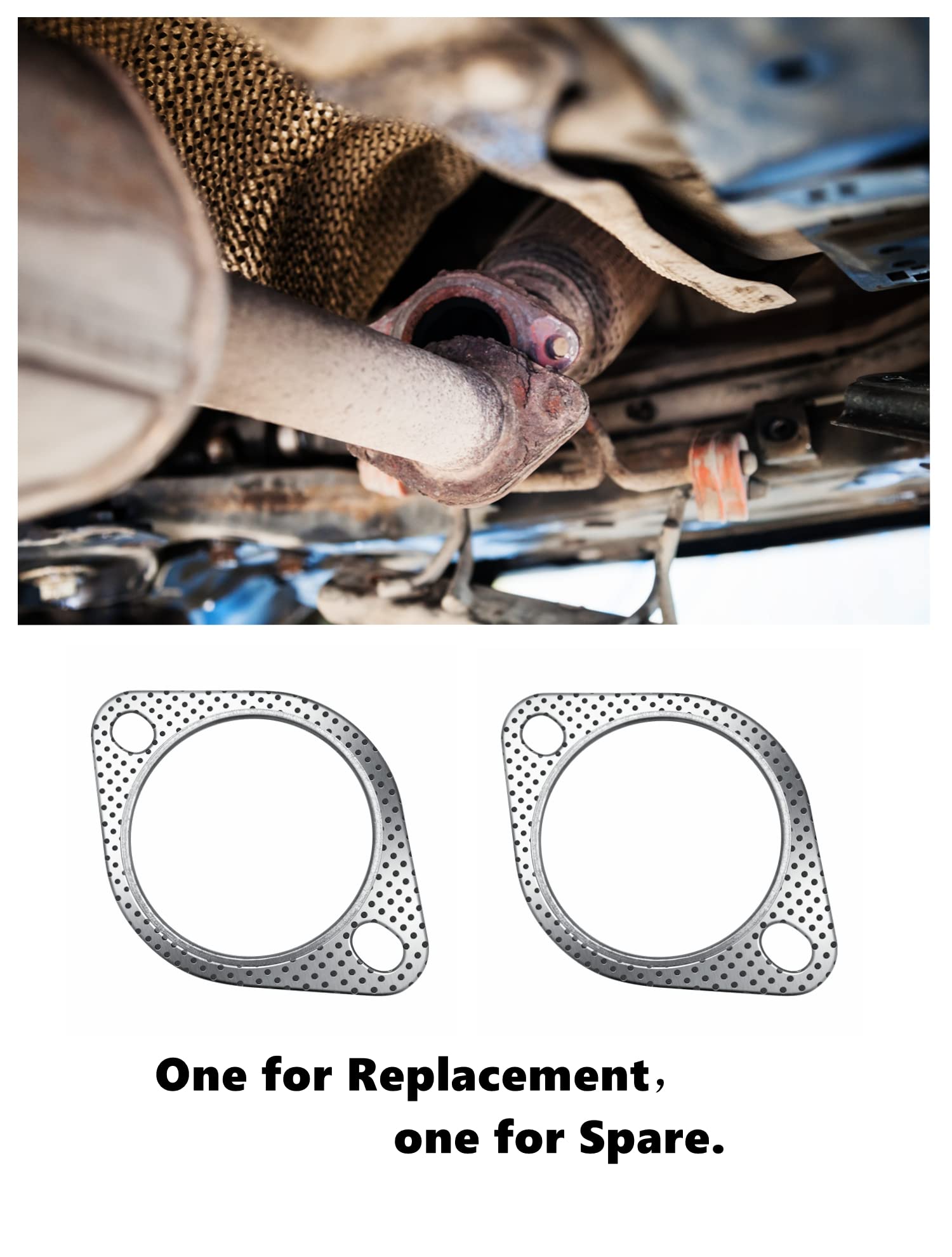 Strongthium 3“ Exhaust Gasket 2 Bolt For 3 Inch Muffler Flange Manifold 120-07610-0002 High Temperature 2X