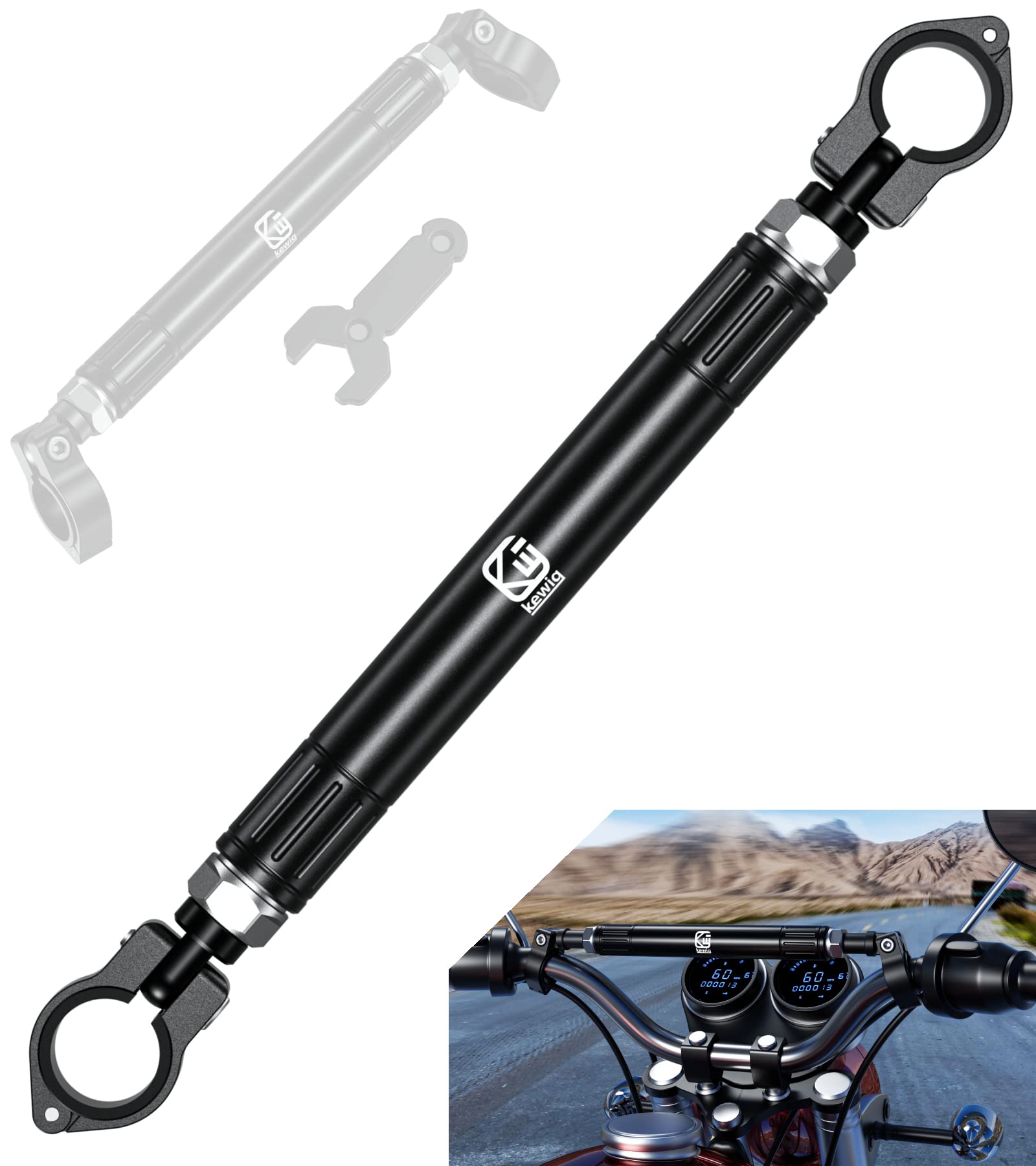 Brcovan Aluminum Alloy Cross Bar For Motorcycle, Length Adjustable Design Handlebar Extender Extension, Motorcycle Balance Bar R