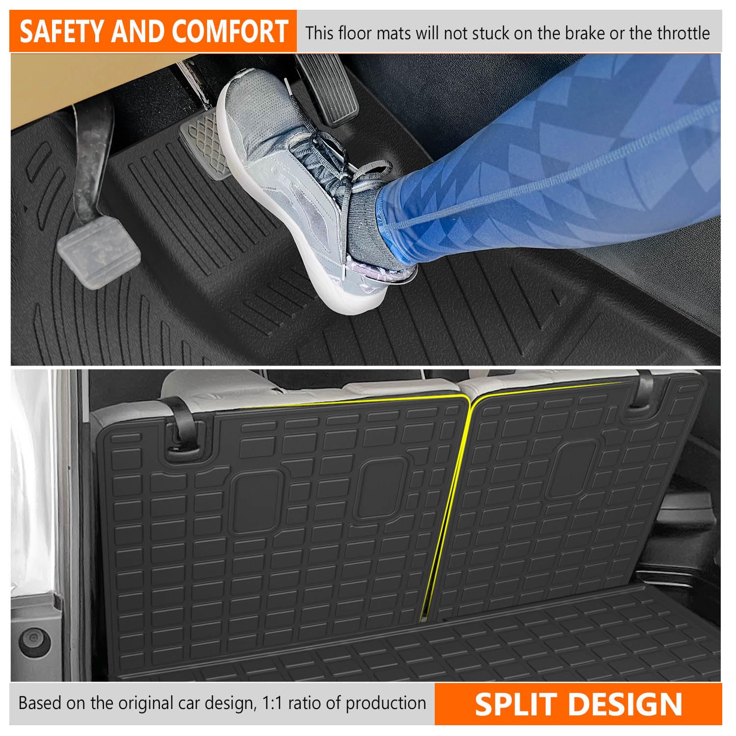 powoq Floor Mat Compatible with 2016-2022 Honda Pilot Cargo Mat with Backrest Mat Cargo Liner Replacement for 2016-2022 Honda Pi