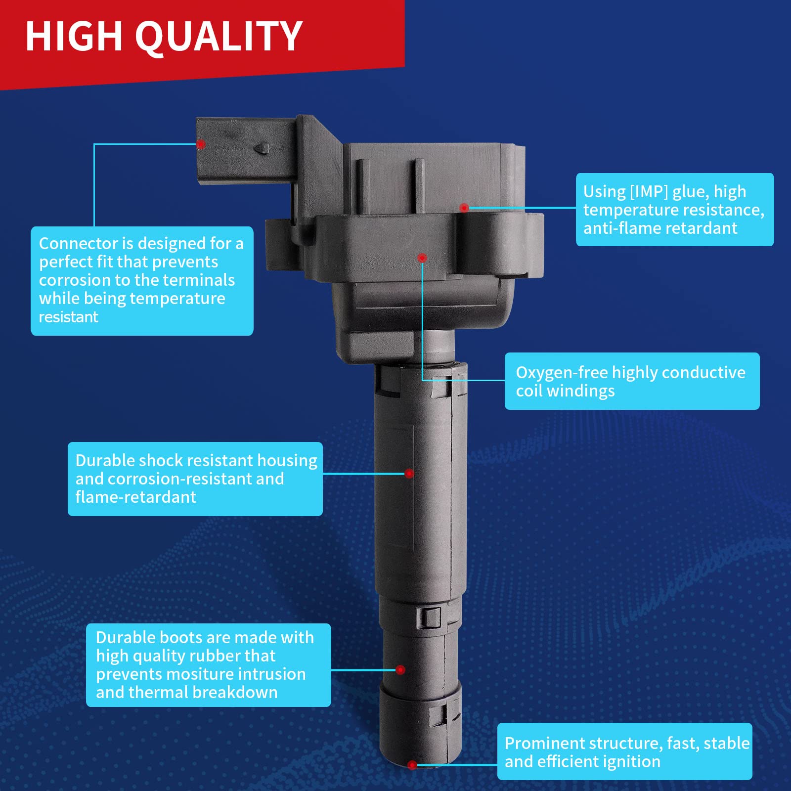 Drcax Oem Ignition Coil Uf658 Compatible With Mercedes Benz 2014 2015 C250 2012-2015 Slk250 Replaces Ic761 A0001502580-1.8L L4-1