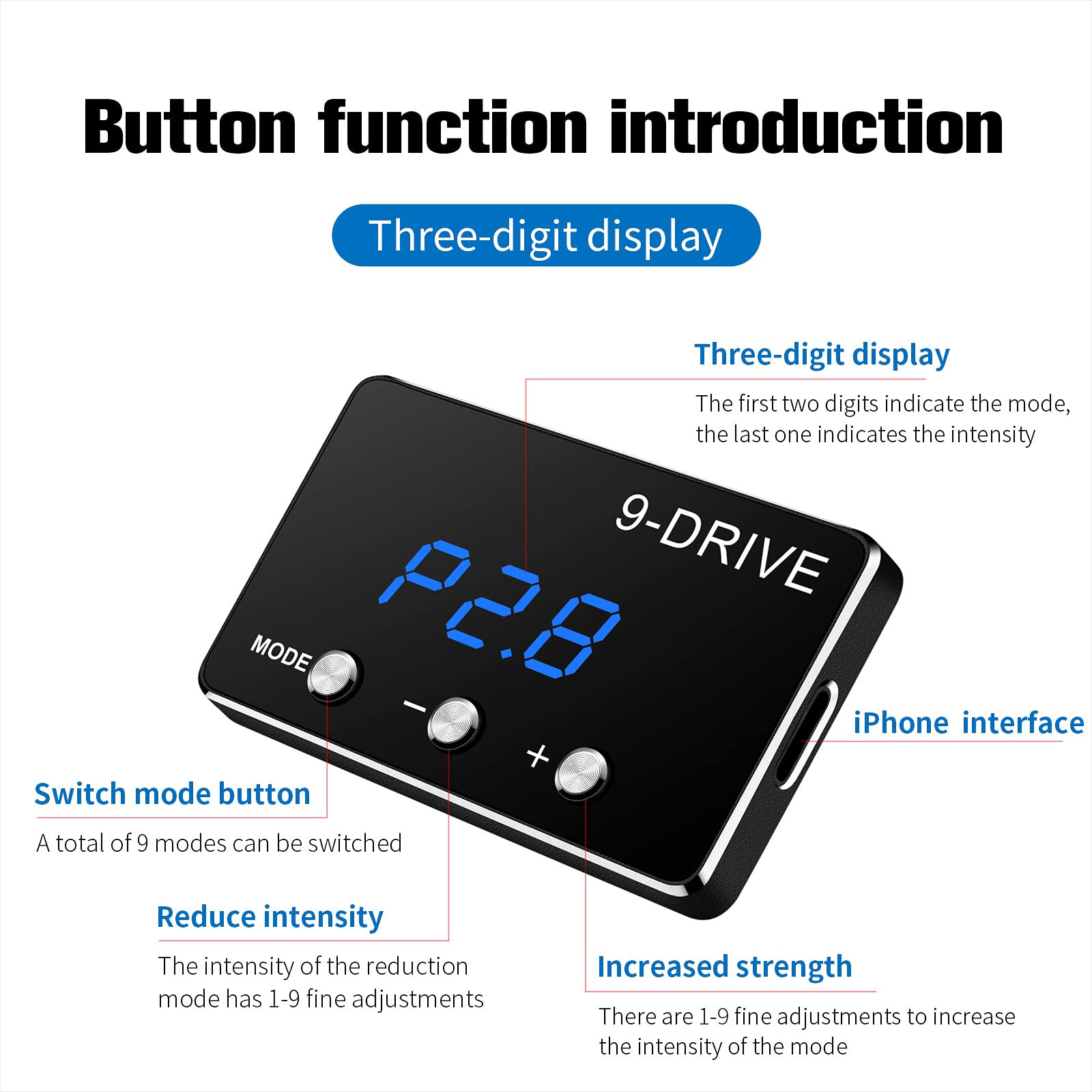 Throttle Response Controller 9 Drive Modes Smart Electronic Racing Accelerator Compatible With Ford F150 F250 Raptor Fusion Focu