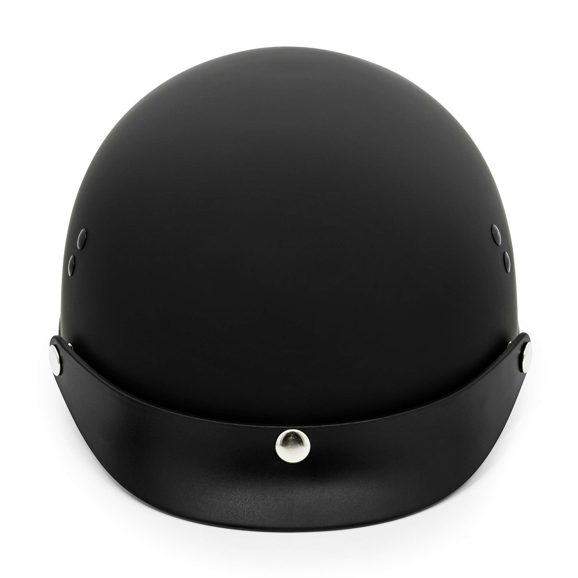 VCAN Cruiser Solid Flat Black Half Face Motorcycle Helmet with Drop-Down Sun Visor, Removable Peak and Quick Release Buckle (Lar