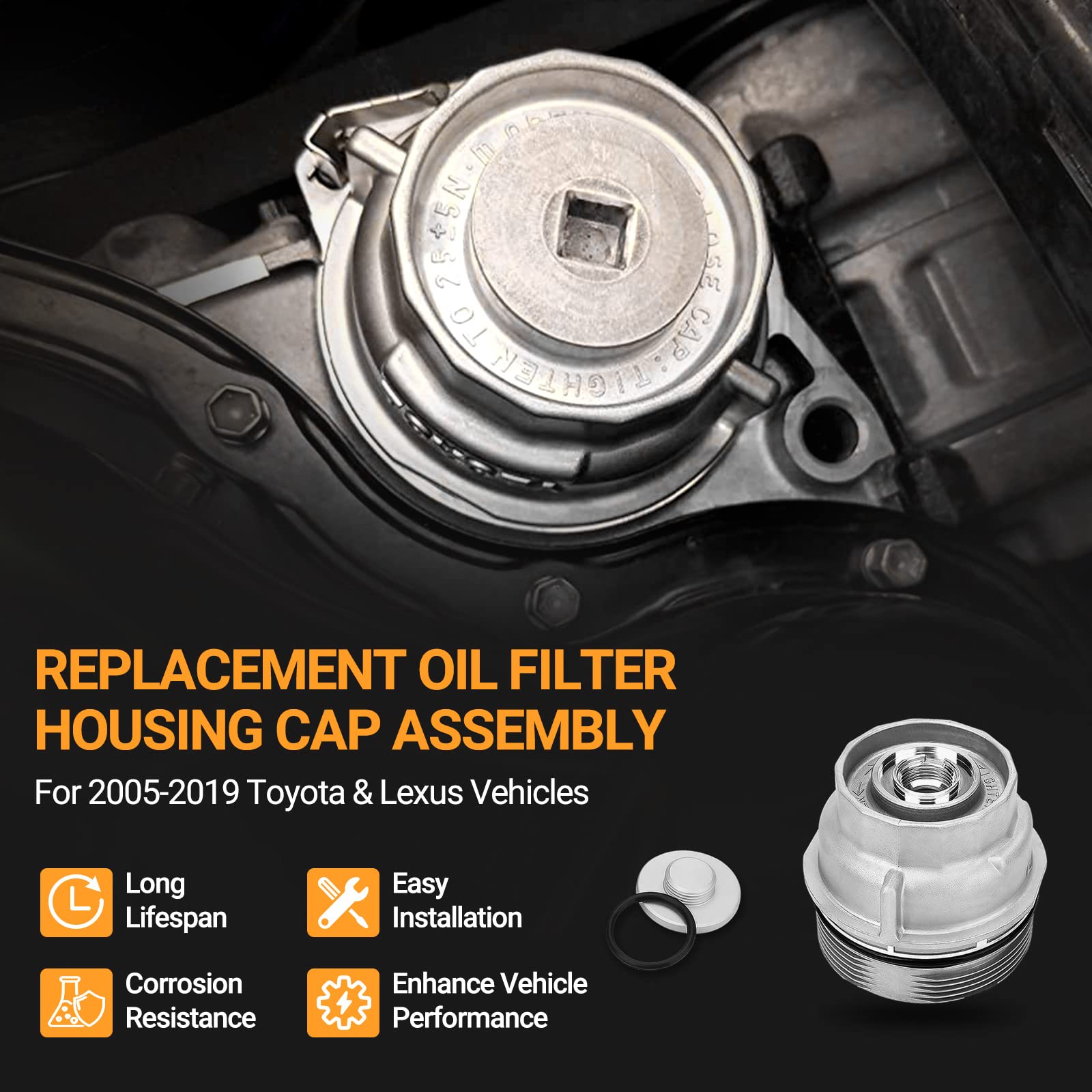 15620-31060 Oil Filter Housing Cap Assembly For Toyota Tundra Rav4 4Runner Camry Highlander Tacoma Avalon Sienna Venza Lexus Rx3
