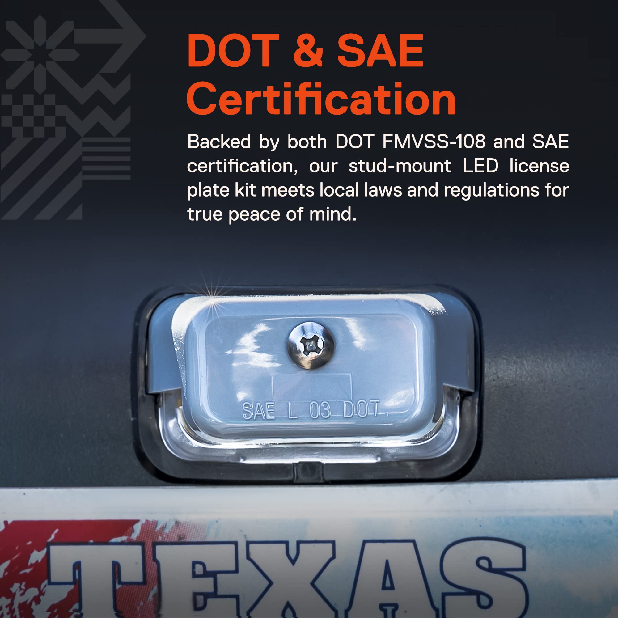 True Mods Gray Led Boat Trailer License Plate Light [Stud Mount] [Dot Fmvss 108] [Sae L] [Waterproof] [12V Dc] Universal Submers