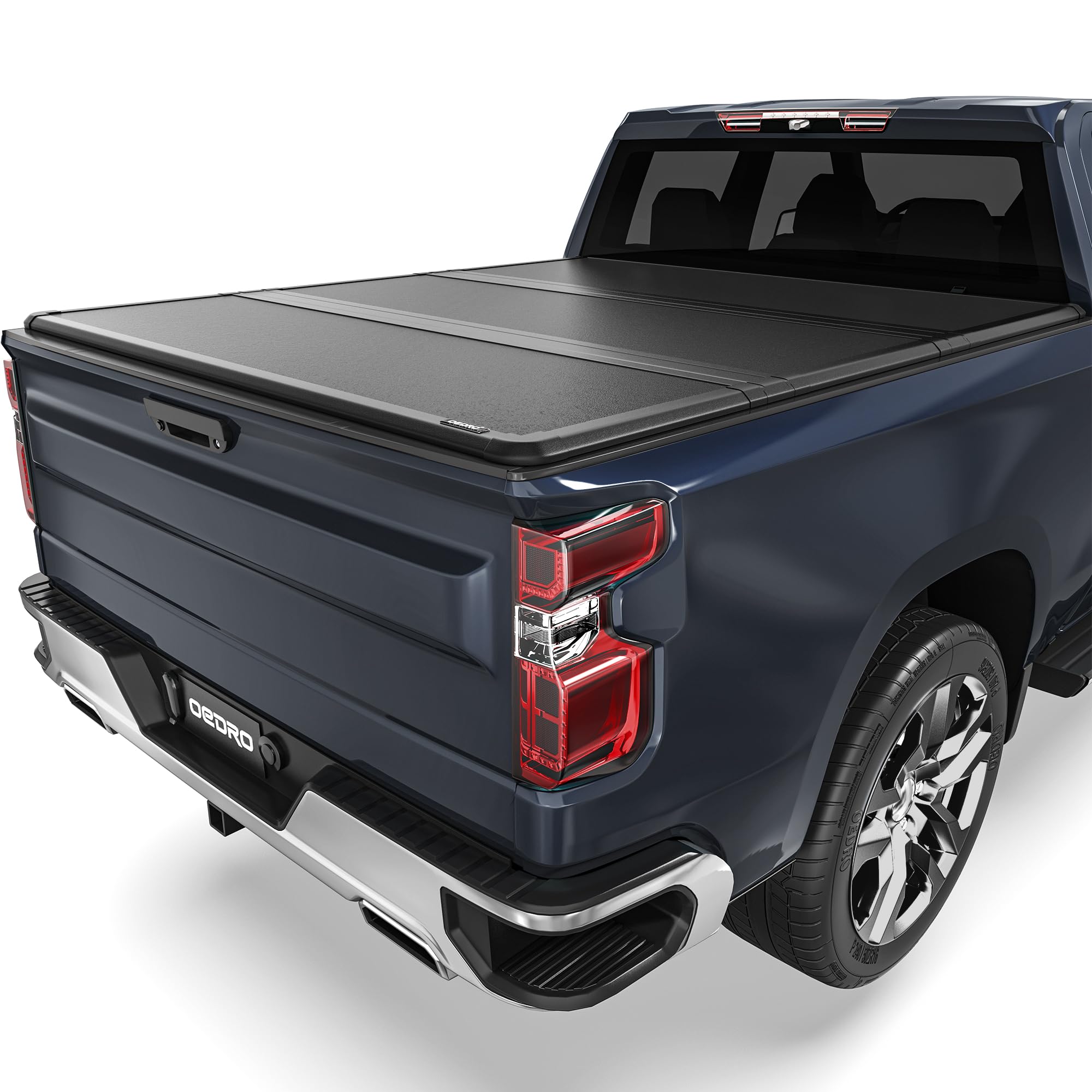 OEDRO FRP Hard Tri-fold Truck Bed Tonneau Cover Compatible with 2019-2025 Chevy Silverado 1500 / GMC Sierra 1500 New Body Style,
