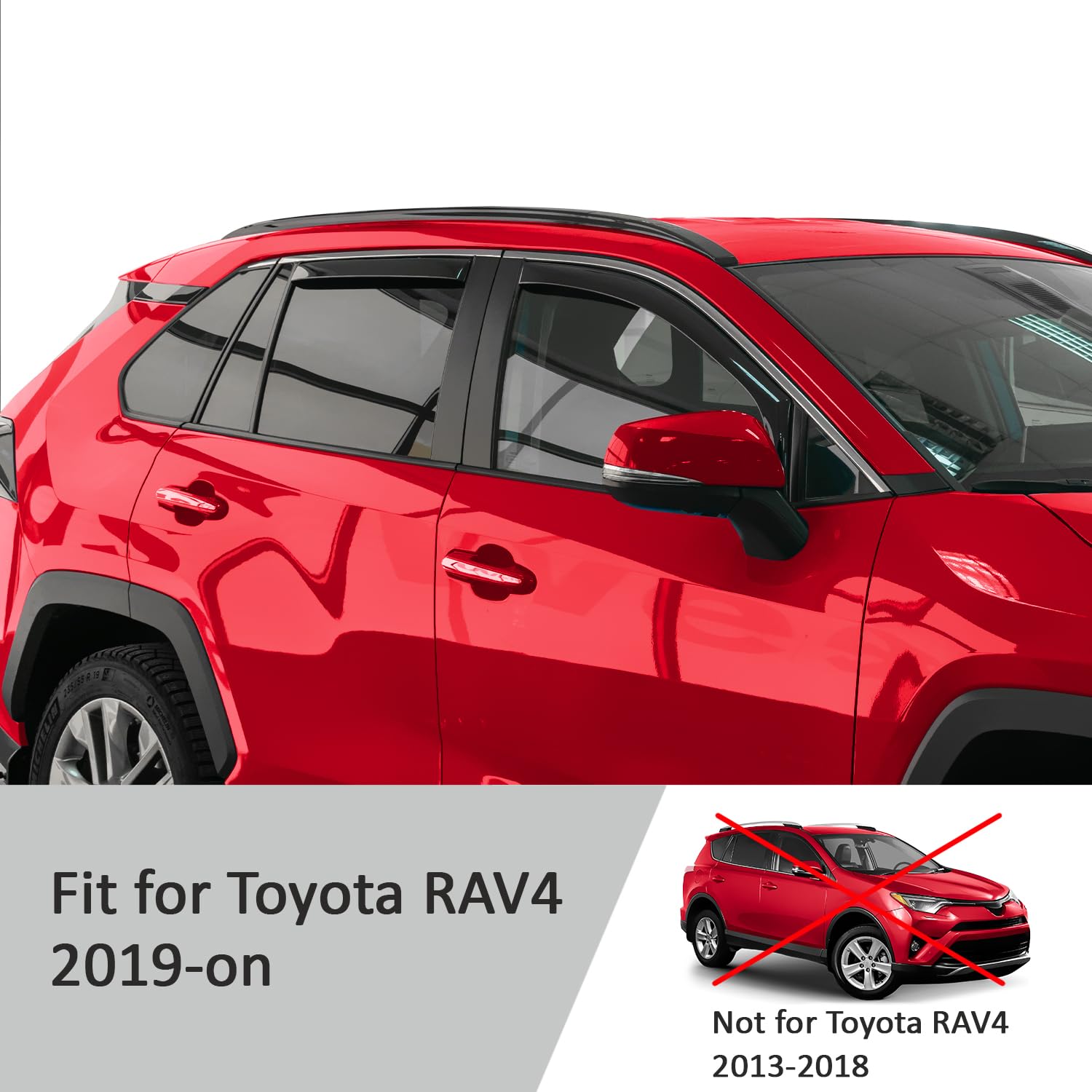 Voron Glass Rain Guards for Toyota RAV4 2019-2025, Polycarbonate Window Deflectors, 4 Pieces, Model 200555, Durable Design