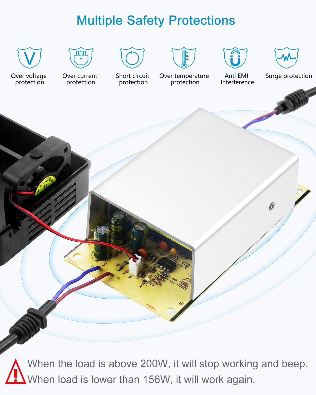 Alitove Ac To Dc Converter 13A 156W Max 120V 110V To 12V Converter Ac/Dc Adapter Power Supply With Car Cigarette Lighter Socket
