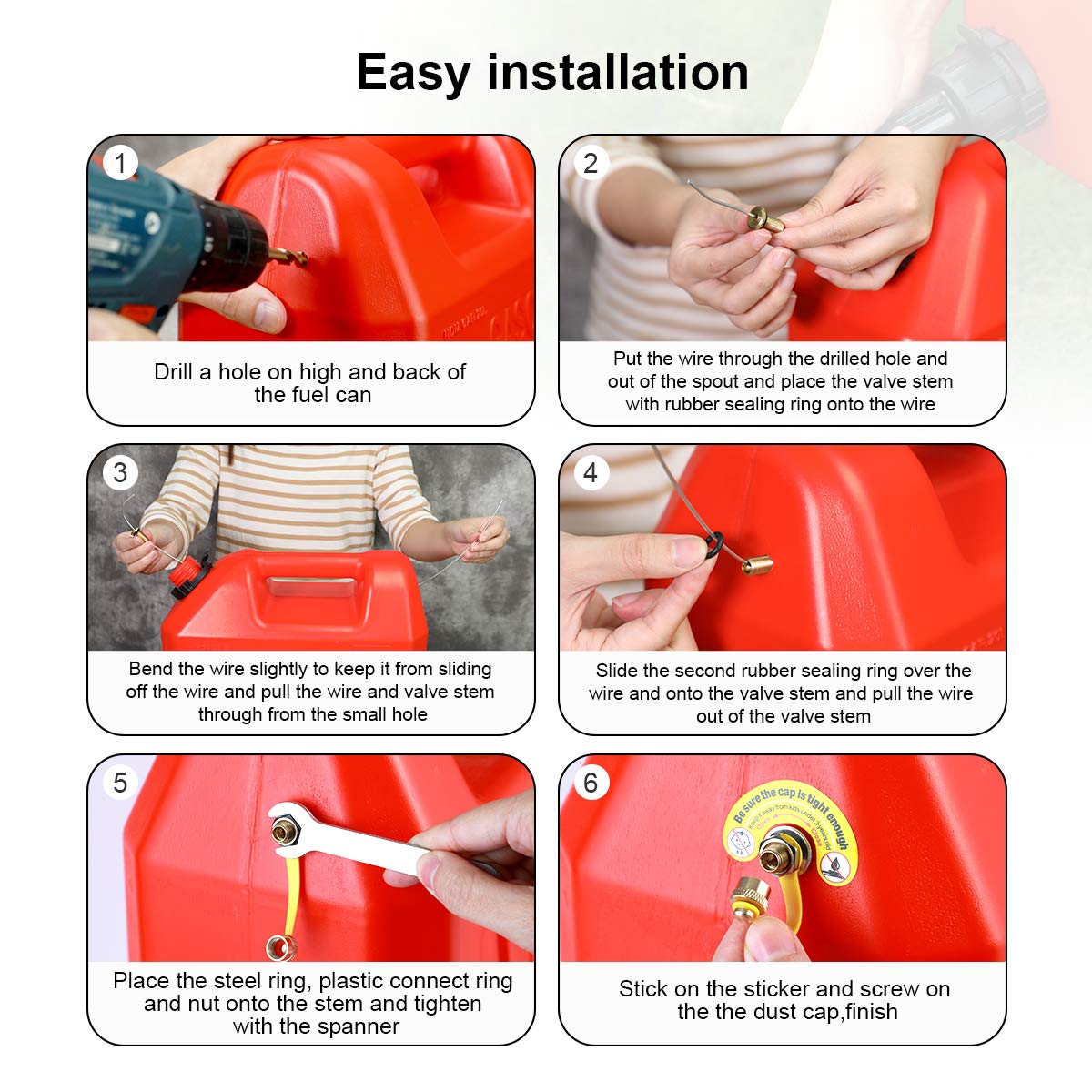 Magicfour Gas Can Vent Caps - Rubber Fuel Tank Vent Kits with Lanyard, 12 Pack - Faster Flow for Gas Cans and Water Jugs