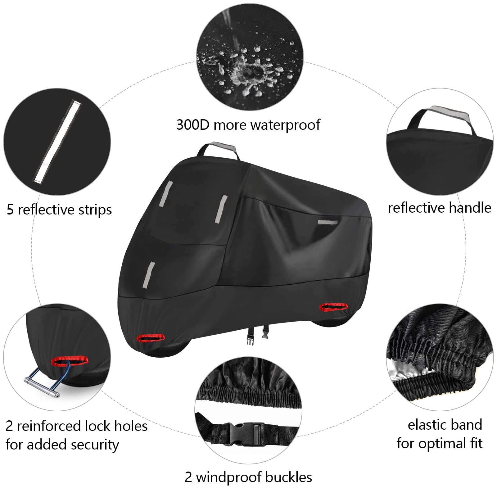 Seceles All Season Durable Waterproof Motorcycle Cover, Mini Motorcycle Cover Moped Cover Storage Protection For Khawasaki Z125 Pro Honda Monkey 125 Tnt 135 (M: 72" * 33" * 39")