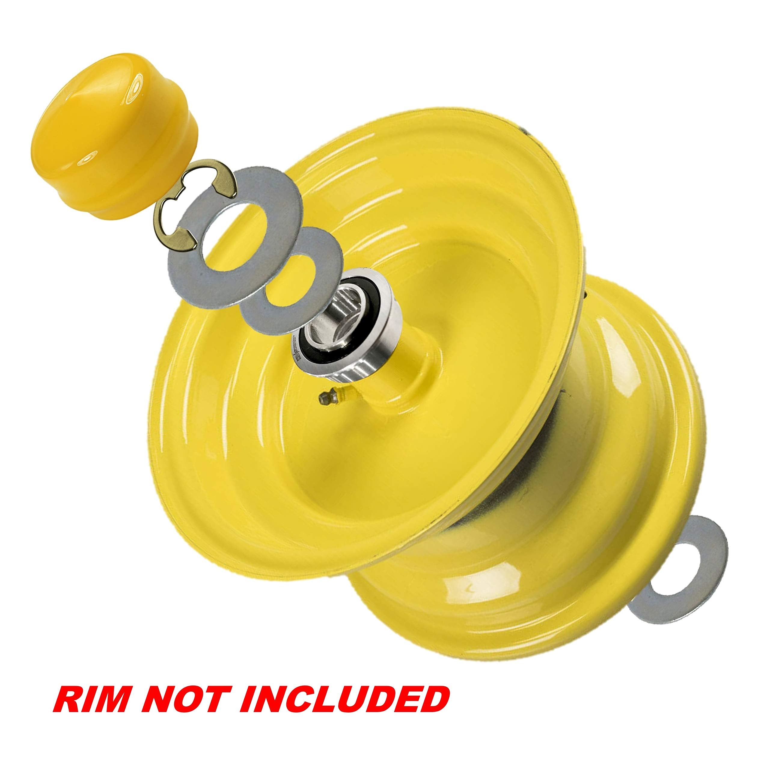 HD Switch Wheel Bearing Conversion Kit for John Deere D100-D170 - Yellow, Synthetic Material, Includes Free Hub Caps