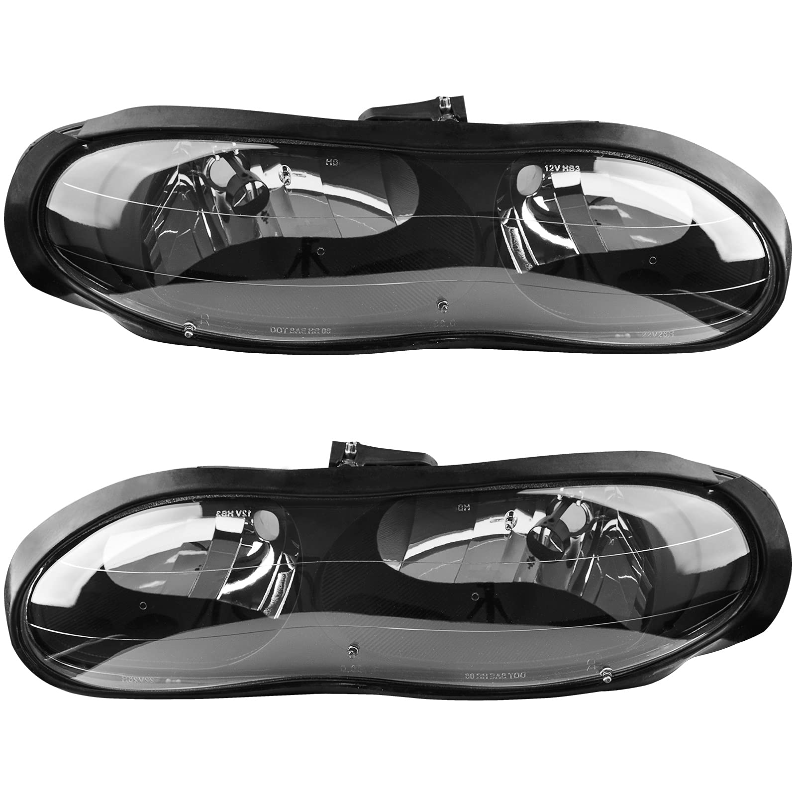 Autosaver88 Headlight Assembly Compatible With 1998-2002 Chevy Camaro Black Housing With Clear Lens(Driver Side And Passenger Si