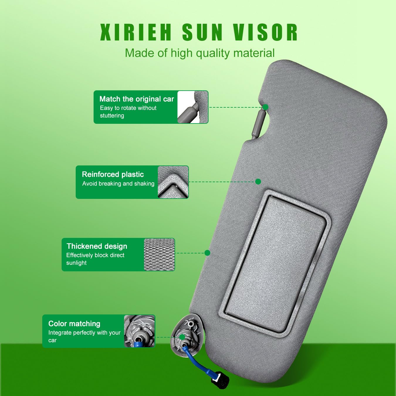 UMISHI Sun Visor Set for Honda CRV 2017-2022, Grey, Plastic, with Vanity Light & Makeup Mirror, Model XIRIEH045